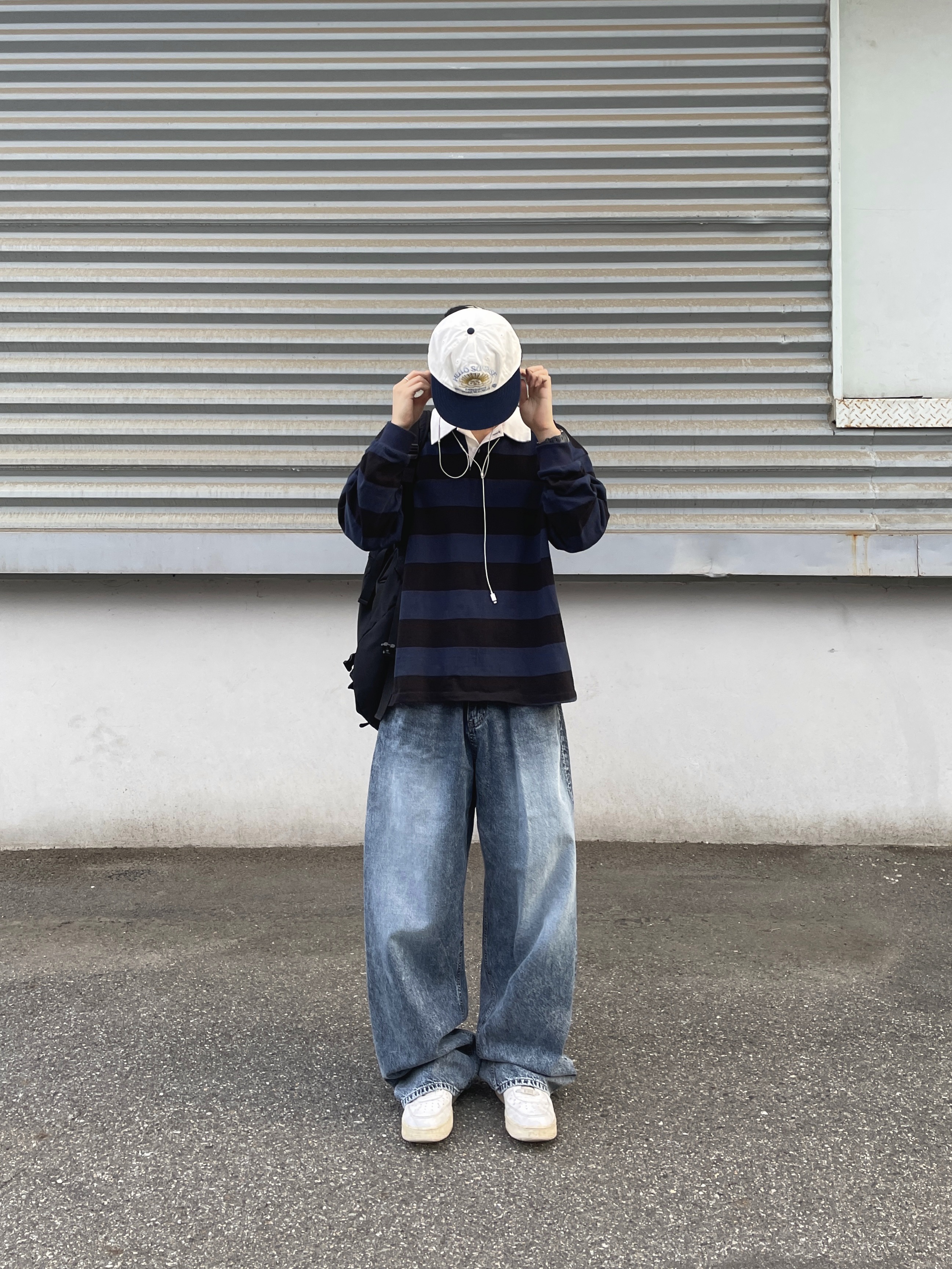 Nike Air Force 1 '07 Low White, Hello Sunrise Washed HS Arch Logo 6Panel Cap Off White & Navy 착용 스타일 - 7