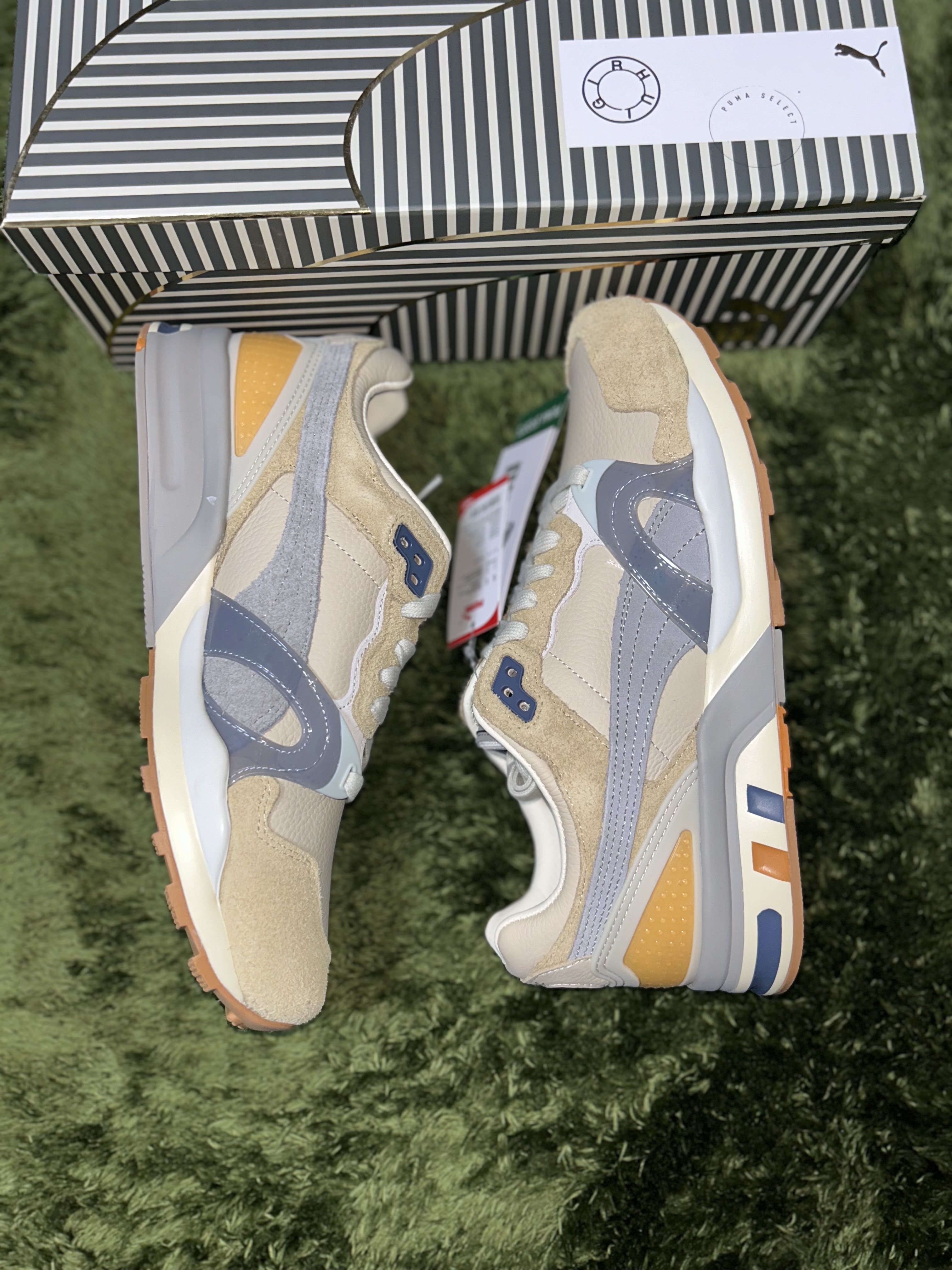 Puma x Rhuigi Trinomic XT-2 Sand Dune Concrete Gray 착용 스타일 - 5