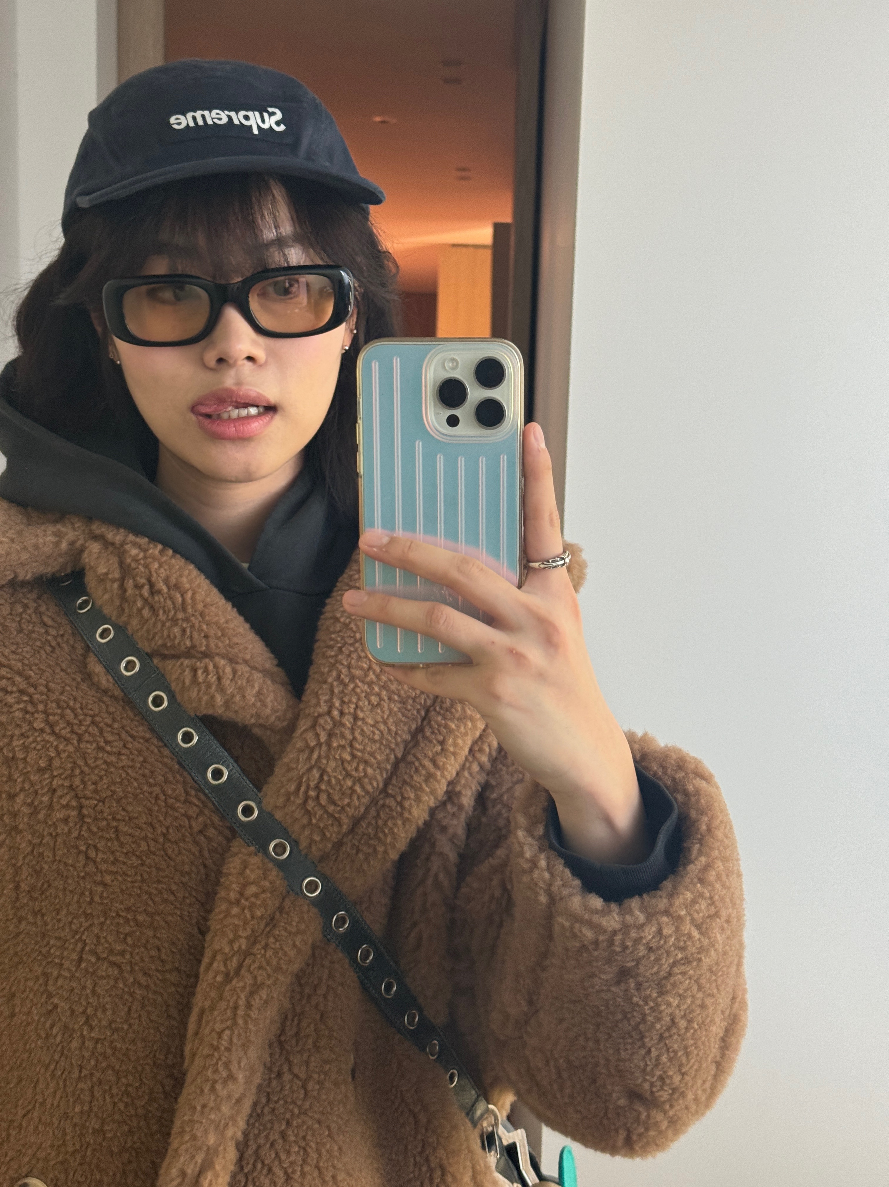 Supreme Washed Chino Twill Camp Cap Black, (W) Max Mara Teddy Bear Icon Coat Camel 착용 스타일 - 1