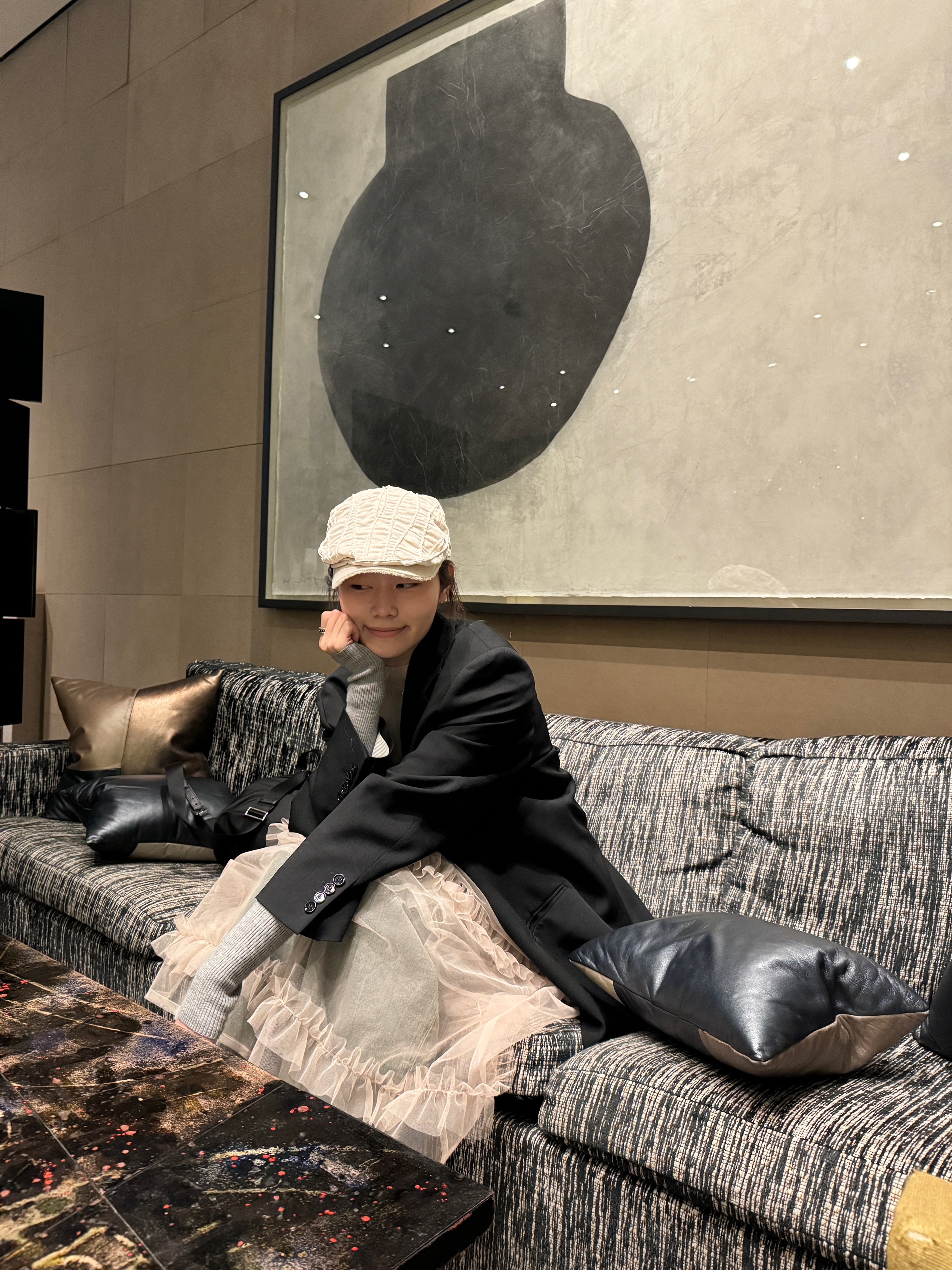 (W) Acne Studios Double Breasted Wool Jacket Black, Prada Re-Nylon Small Backpack Black 착용 스타일 - 1