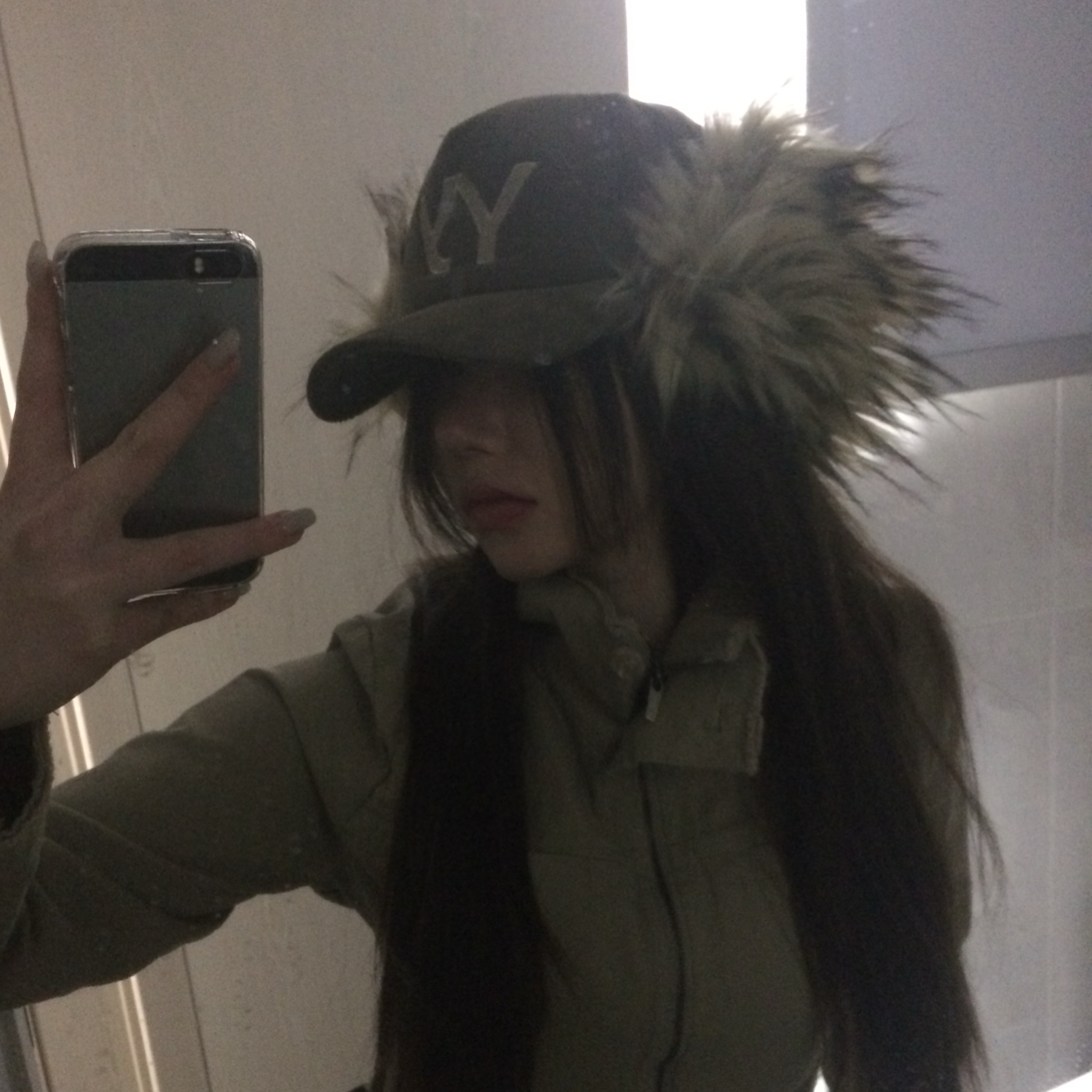 Open Yy Faux Fur Corduroy Earflap Cap Khaki 착용 스타일 - 1