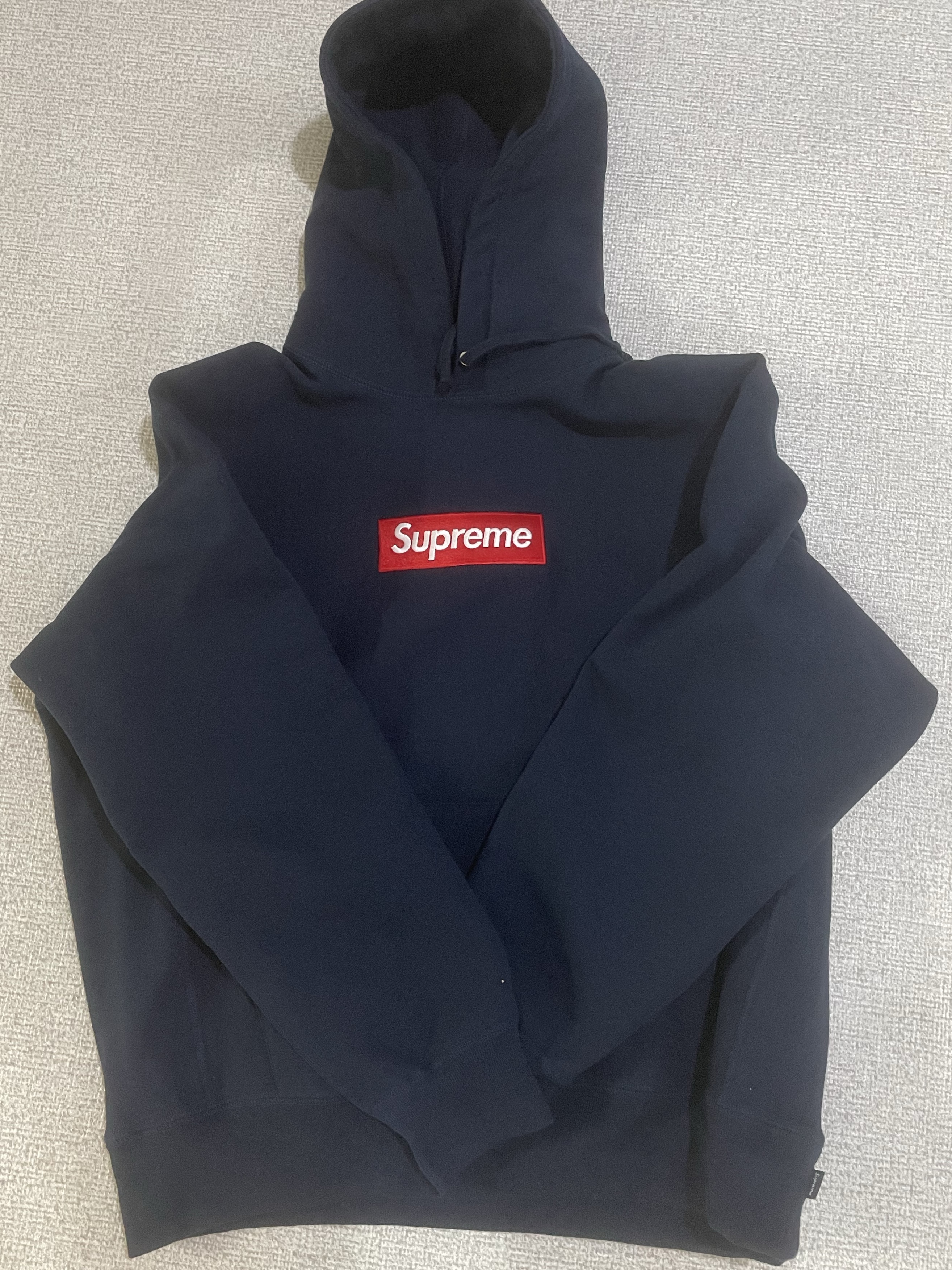 Supreme Box Logo Hooded Sweatshirt Navy - 24FW 착용 스타일