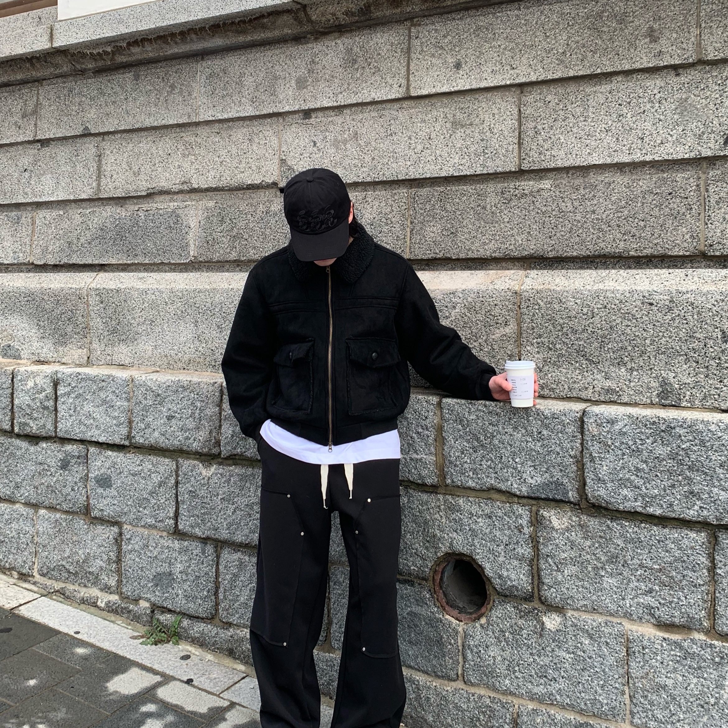 LUVLUVLUV SV The Most Basic Baseball Cap Black 착용 스타일 - 6
