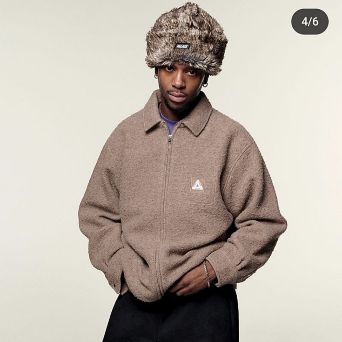 Palace Teddy Beanie Fox Tip - 24FW 착용 스타일