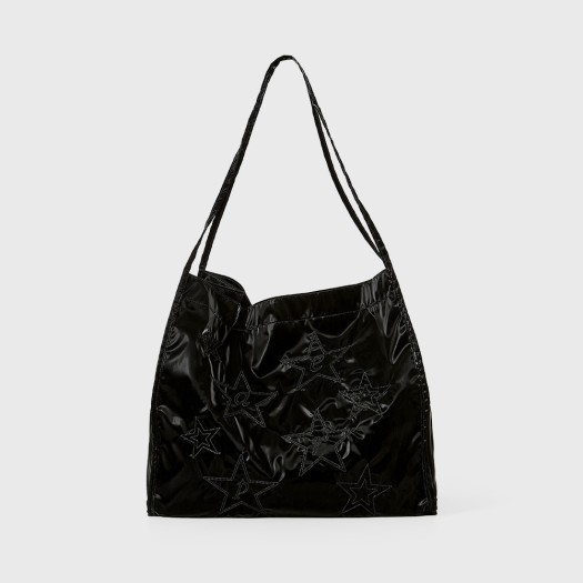 E2409_0043 Star Semi Hobo Black Shoulder Bag