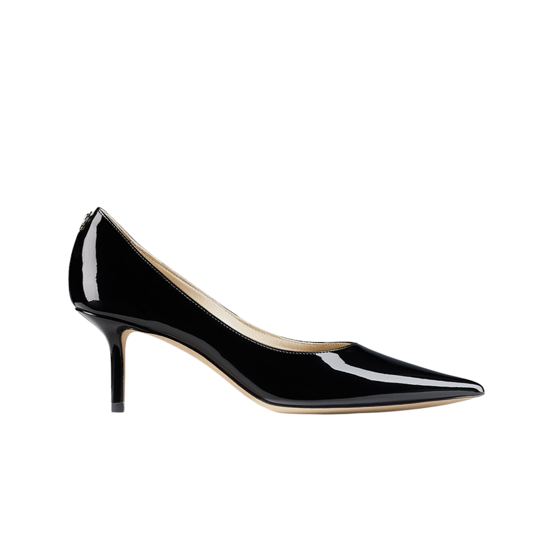 (W) 지미추 러브 65 JC 엠블럼 페이턴트 레더 포인티드 펌프스 블랙((W) Jimmy Choo Love 65 JC Emblem Patent Leather Pointed Pumps Black)