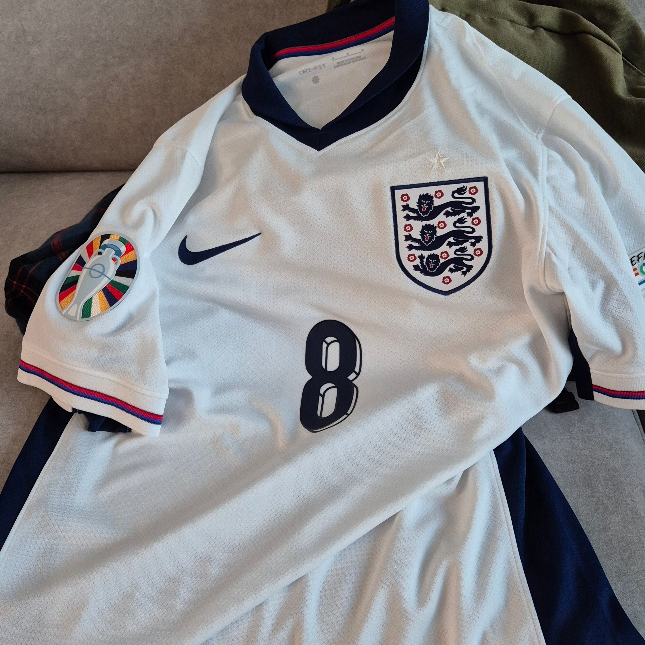 Nike England 2024/25 Dri-Fit Stadium Home Replica Jersey White Blue Void (Non Marking Ver.) 착용 스타일 - 1