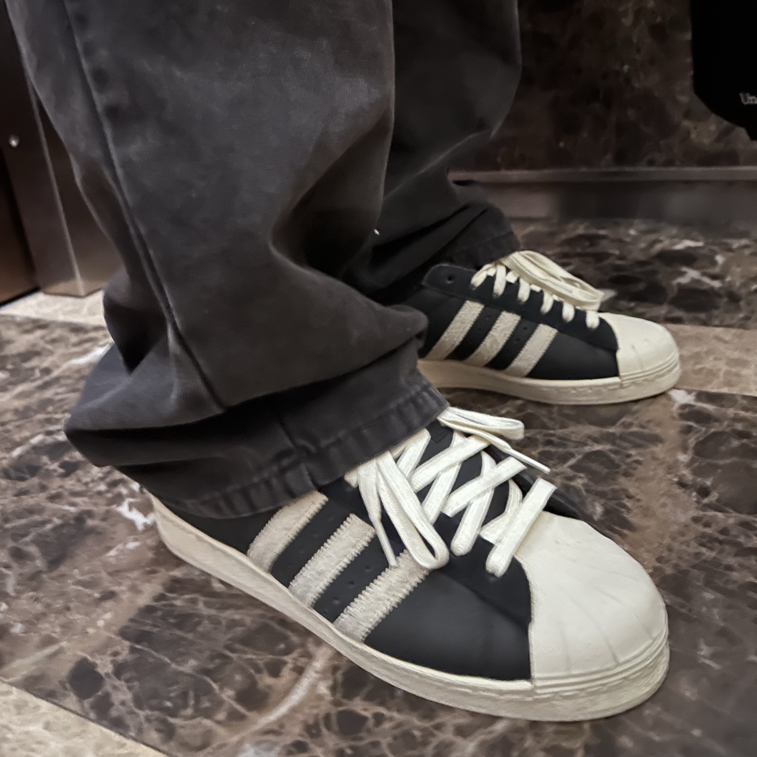 Adidas Waffle Beckenbauer Track Top Black - KR Sizing, Gentle Monster x Maison Margiela MM011 Clear Black Gradient 착용 스타일 - 2