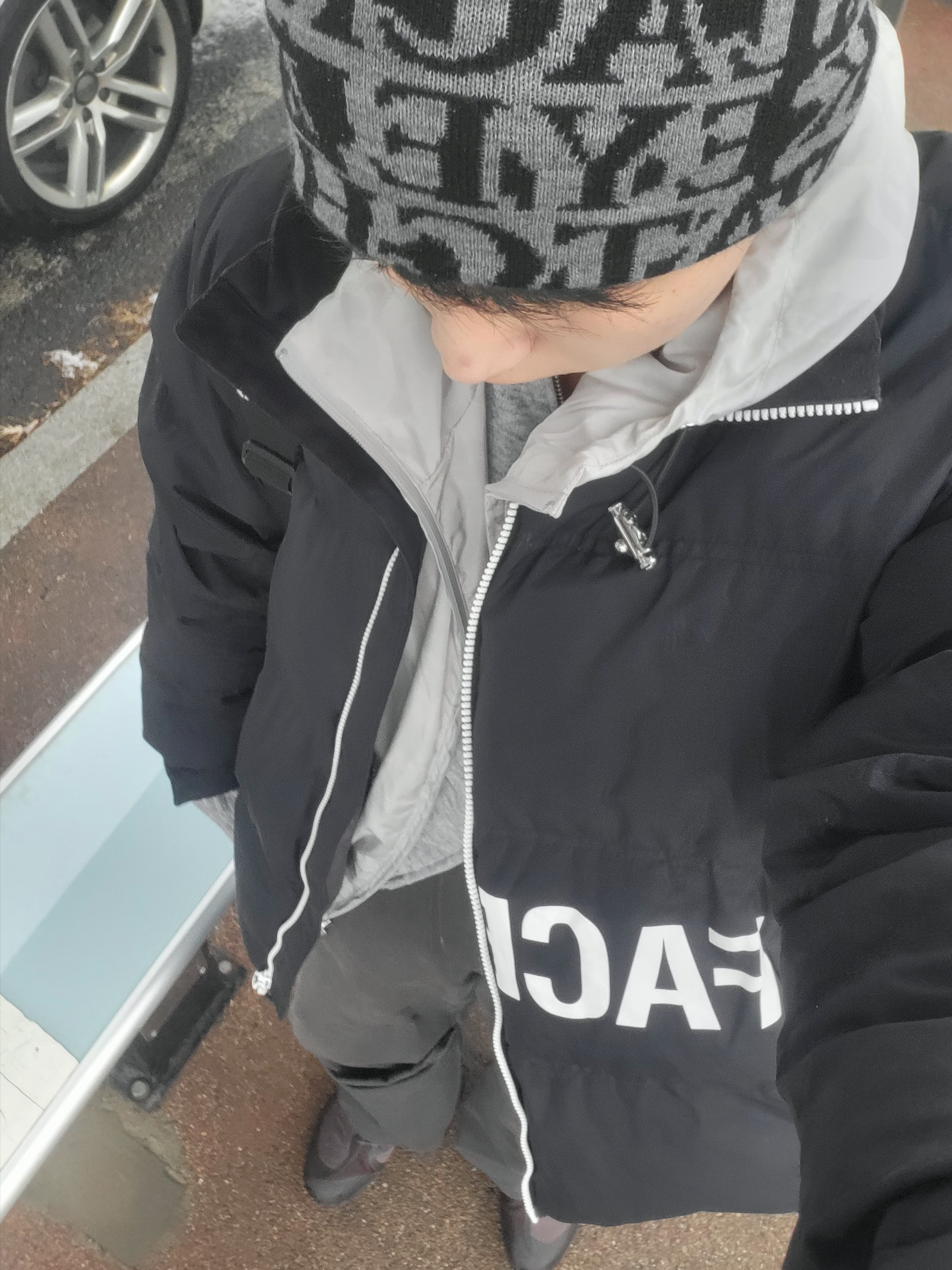 BAPE Solid Color Nylon Hooded Jacket Grey, Hatchingroom Layer Cardigan M.Grey 착용 스타일 - 2