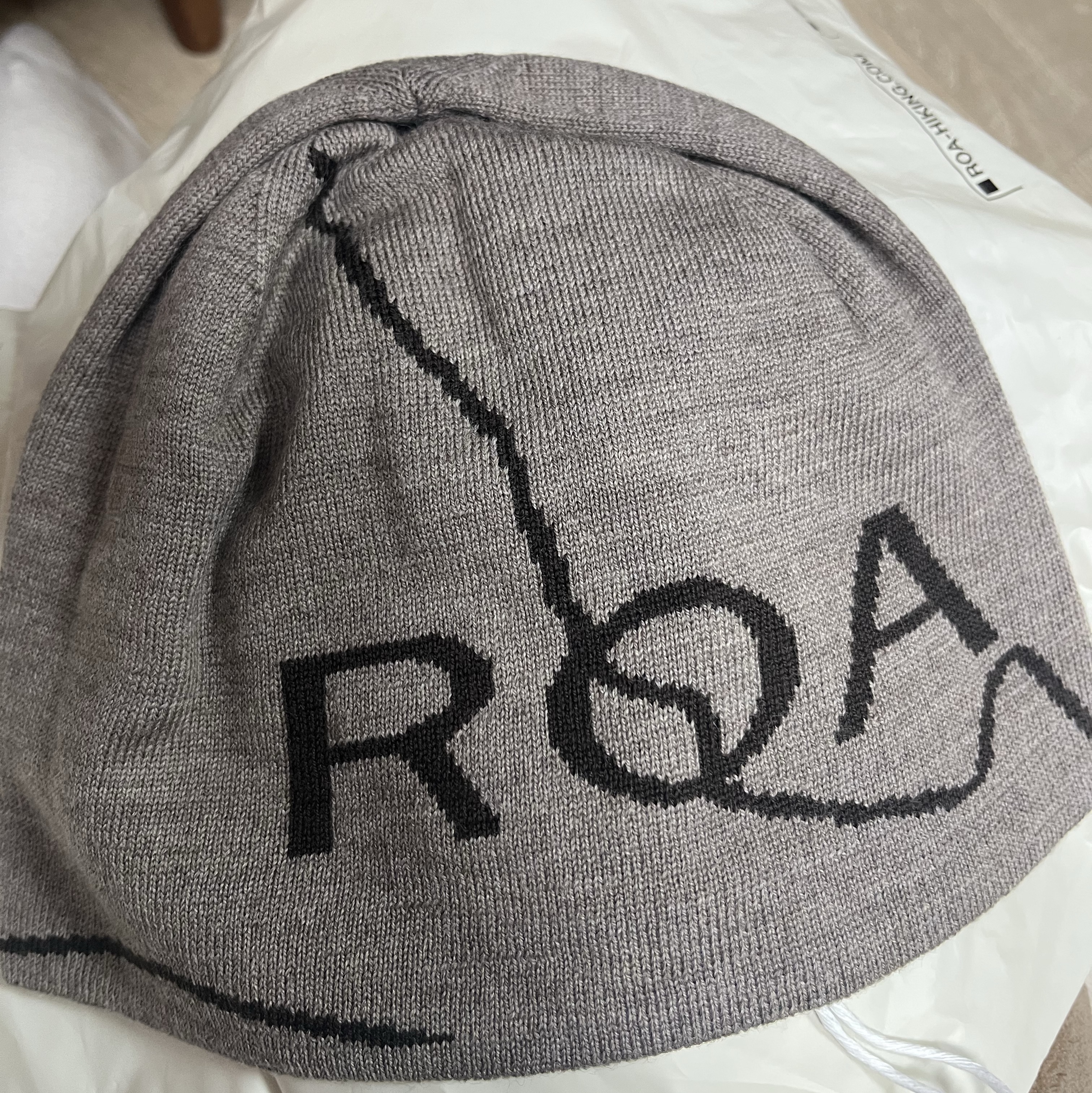 Roa Beanie Logo Taupe 착용 스타일