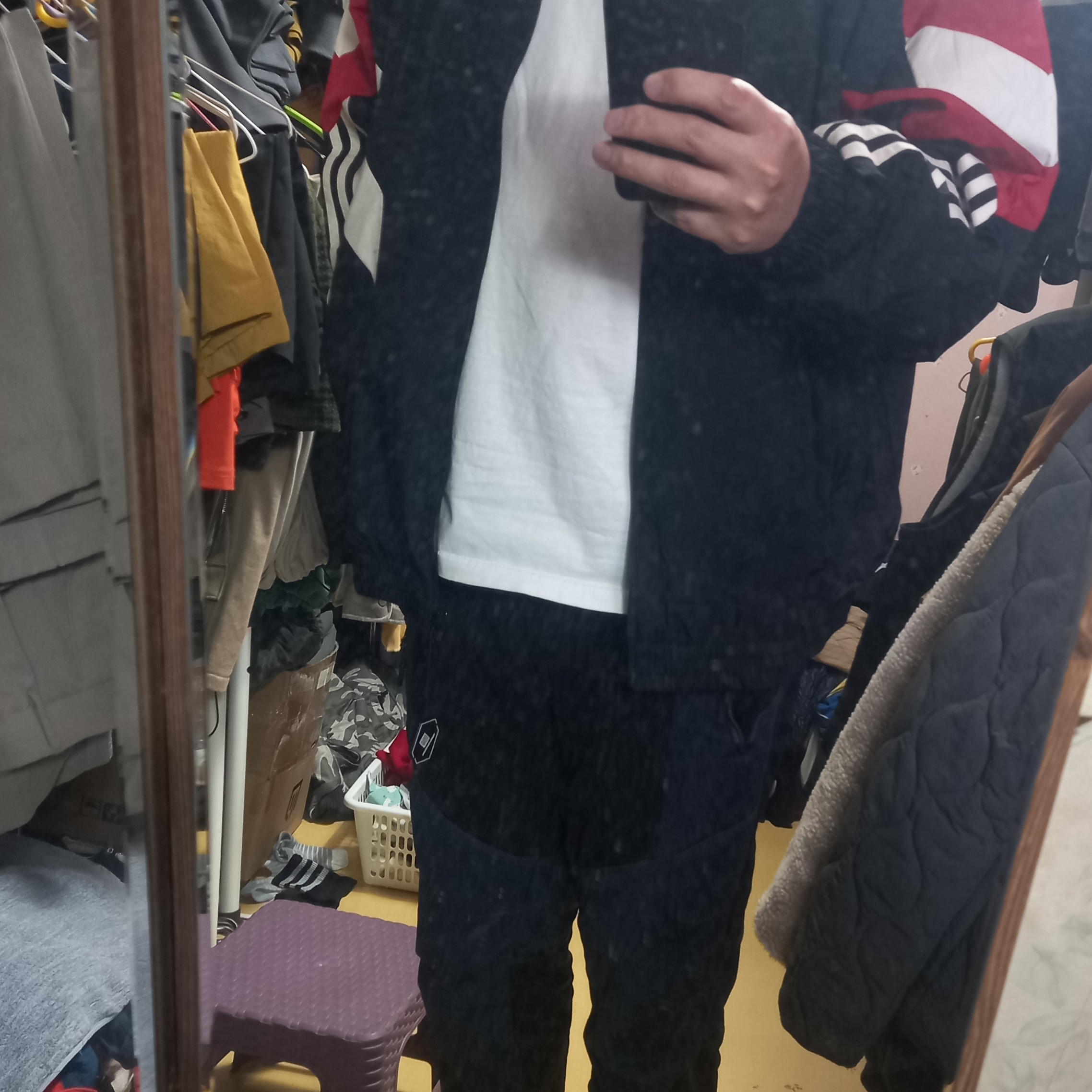 Adidas Manchester United Originals Track Top Black Red - KR Sizing 착용 스타일