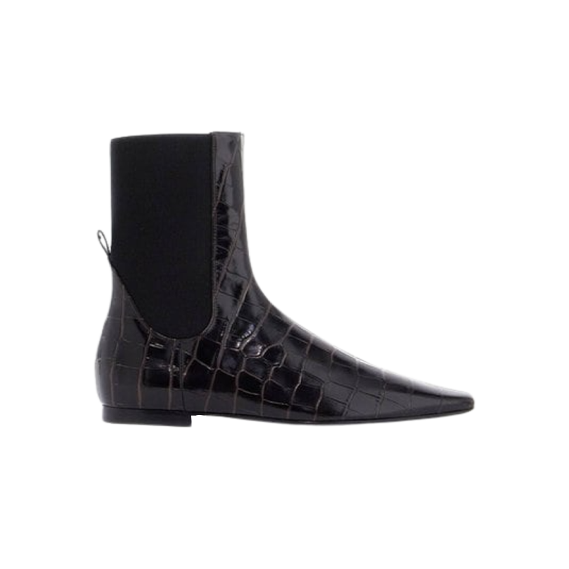 251-WAS0206-LE0076-034 (W) Toteme Crocodile Effect Leather Chelsea Boots Dark Brown