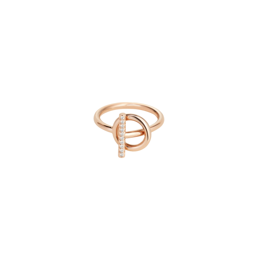 (W) Hermes Small Echappee Ring Diamonds Rose Gold