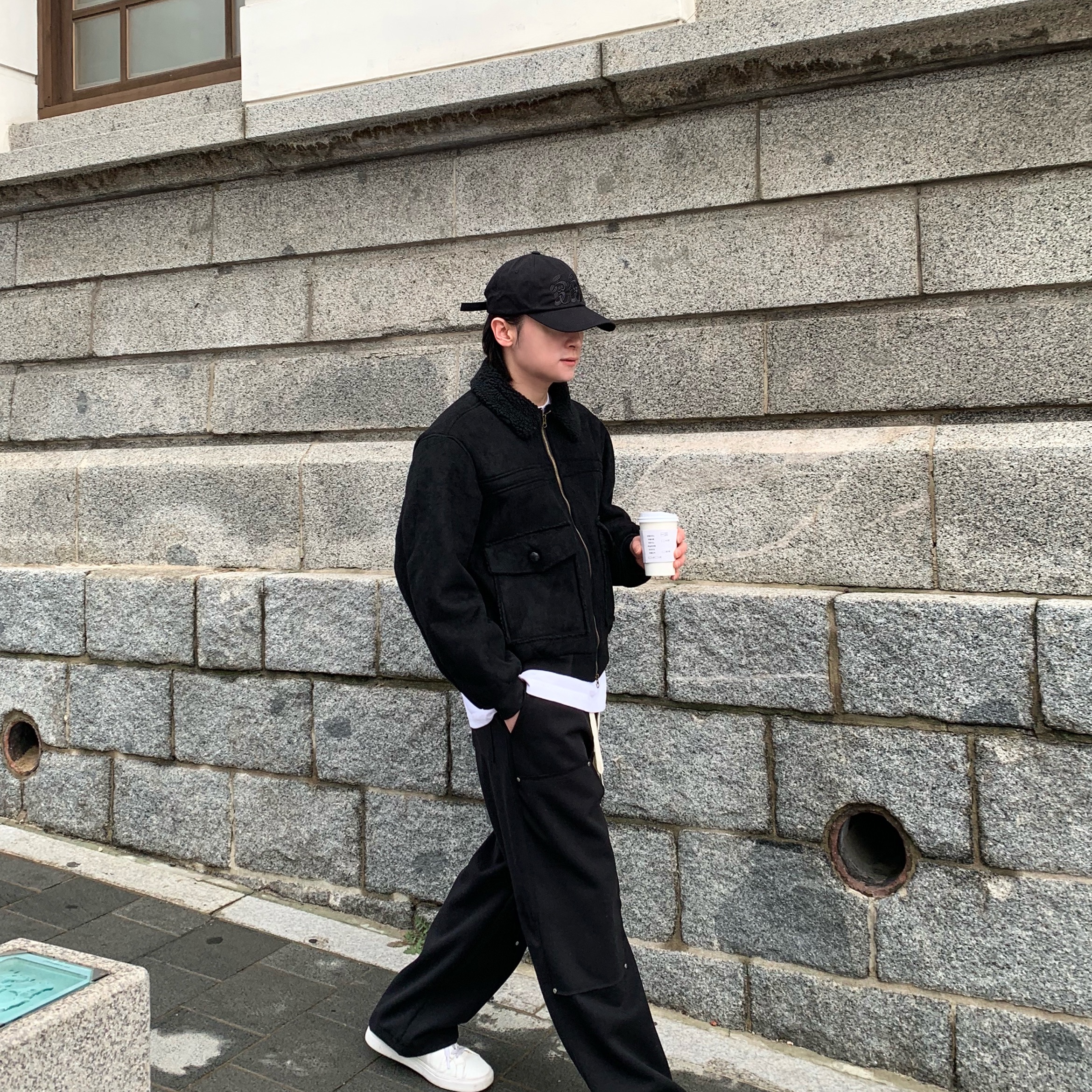 LUVLUVLUV SV The Most Basic Baseball Cap Black 착용 스타일 - 4