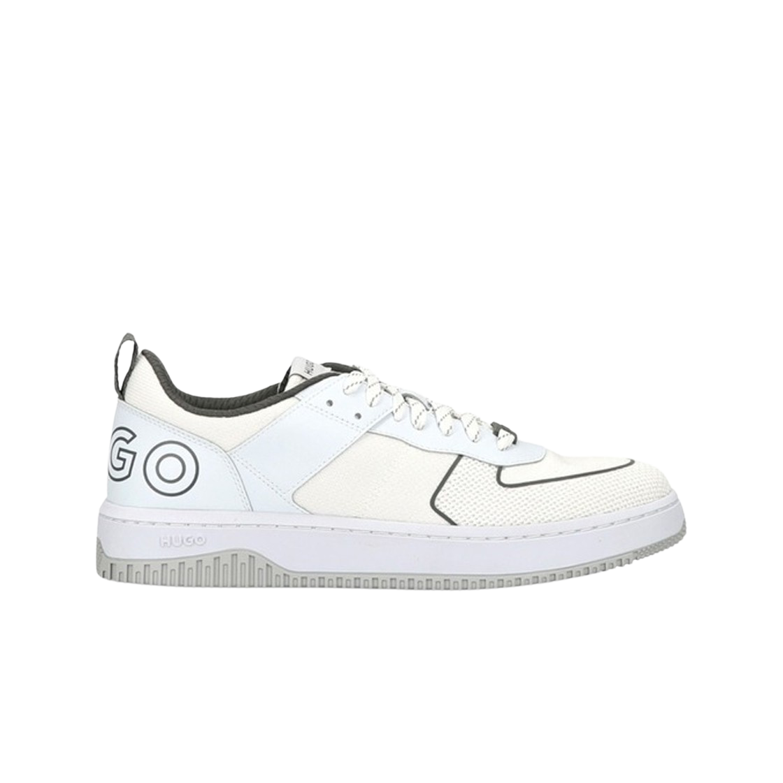 휴고 보스 브랜디드 백탭 합성 소재 트레이너 화이트(Hugo Boss Mixed Material Trainers with Branded Backtab White)