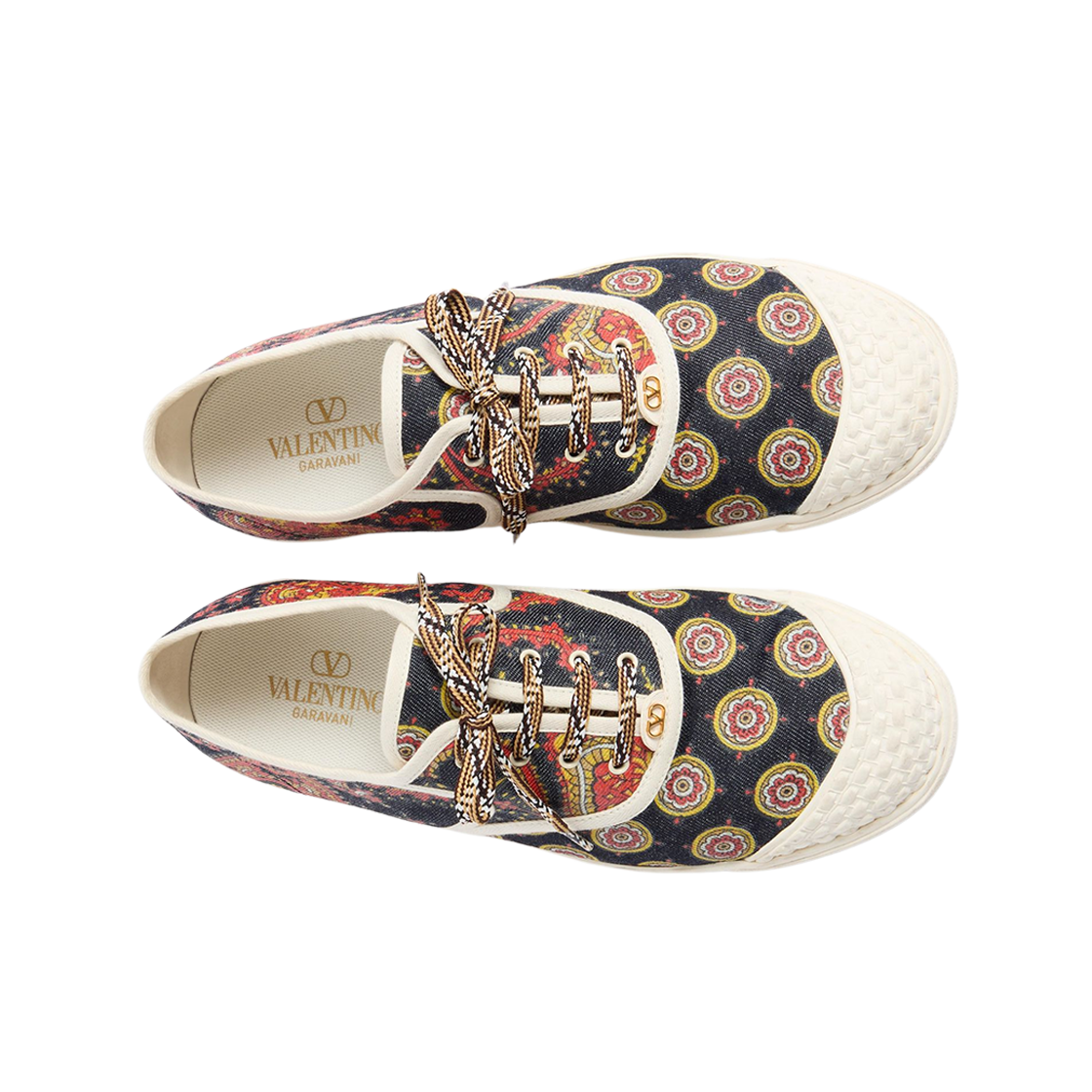 발렌티노 보야주 이마지네르 데님 패브릭 베이 바이 베이 스니커즈 멀티컬러 아이보리(Valentino Bay By Bay Sneakers in Voyage Imaginaire Denim Fabric Multicolour Ivory) - 2