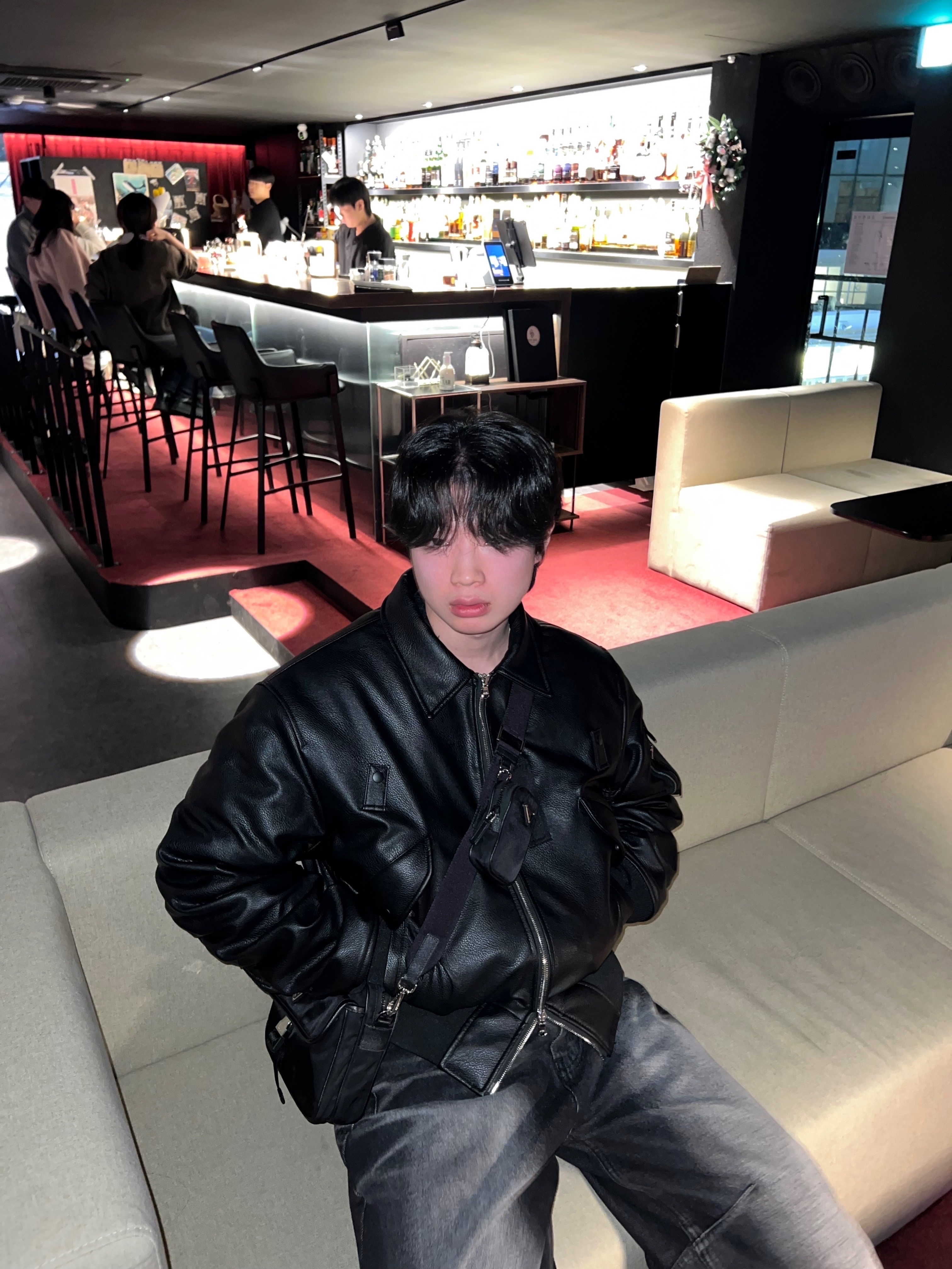 BLR Embossed Wave Washing Wide Denim Pants Black, Diesel B-1DR Leather Belt with D Buckle Black ์ฐฉ์ฉ ์คํ์ผ - 5