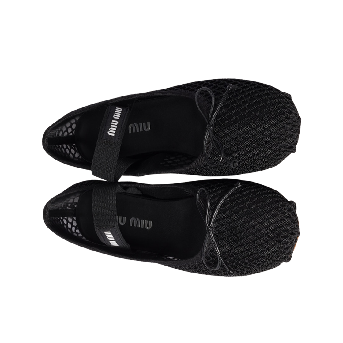 (W) 미우 미우 메쉬 패브릭 발레리나 블랙((W) Miu Miu Mesh Fabric Ballerinas Black) - 2
