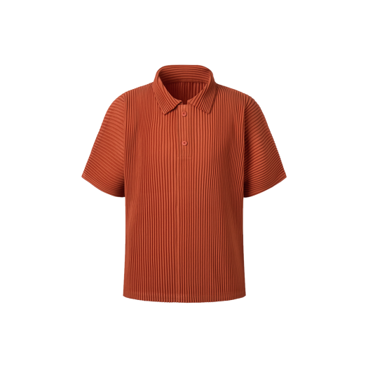 MTS2BOR Monplisse Unisex Collar Short-Sleeve Pleats T-Shirts Orange