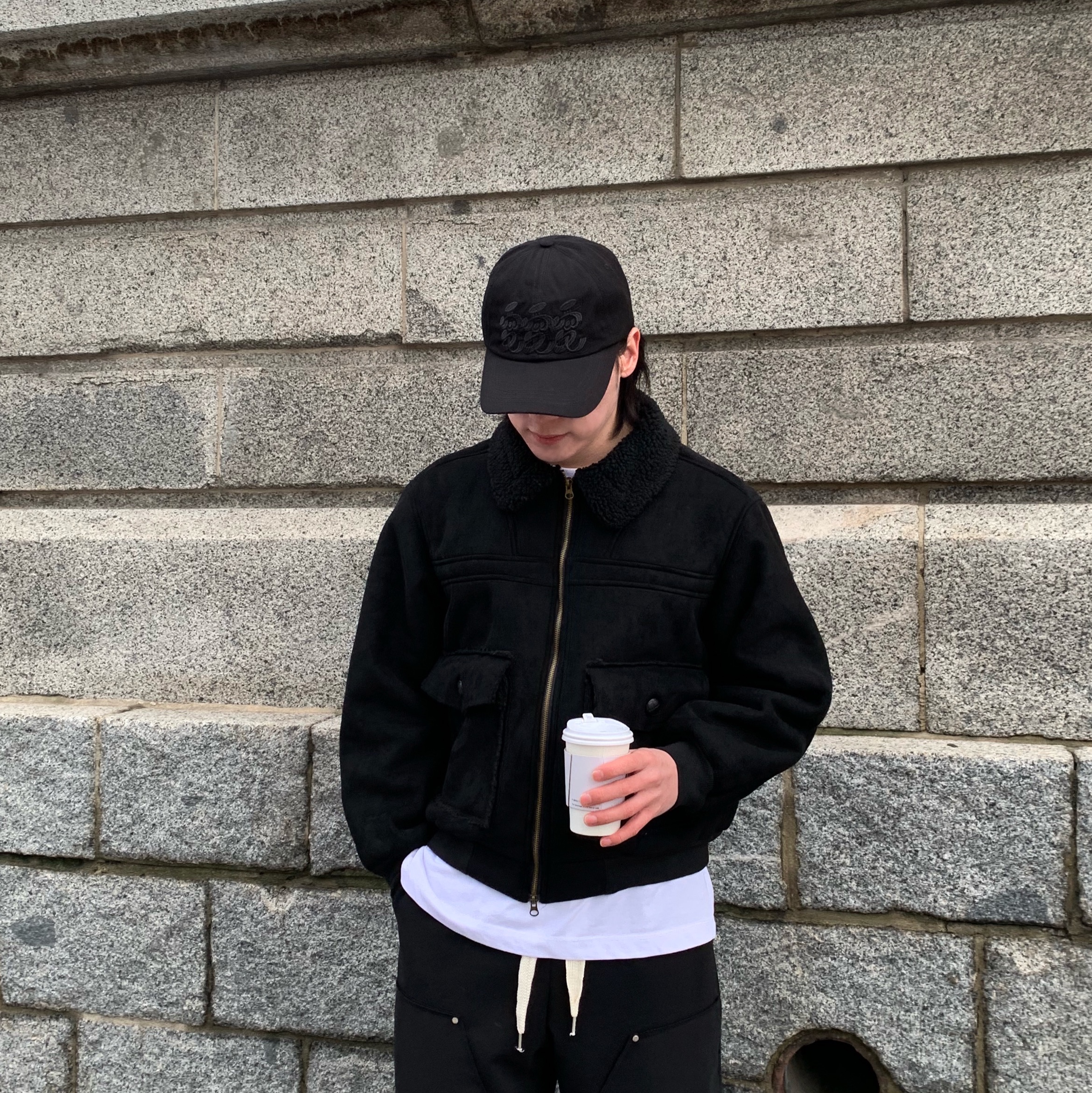 LUVLUVLUV SV The Most Basic Baseball Cap Black 착용 스타일 - 3
