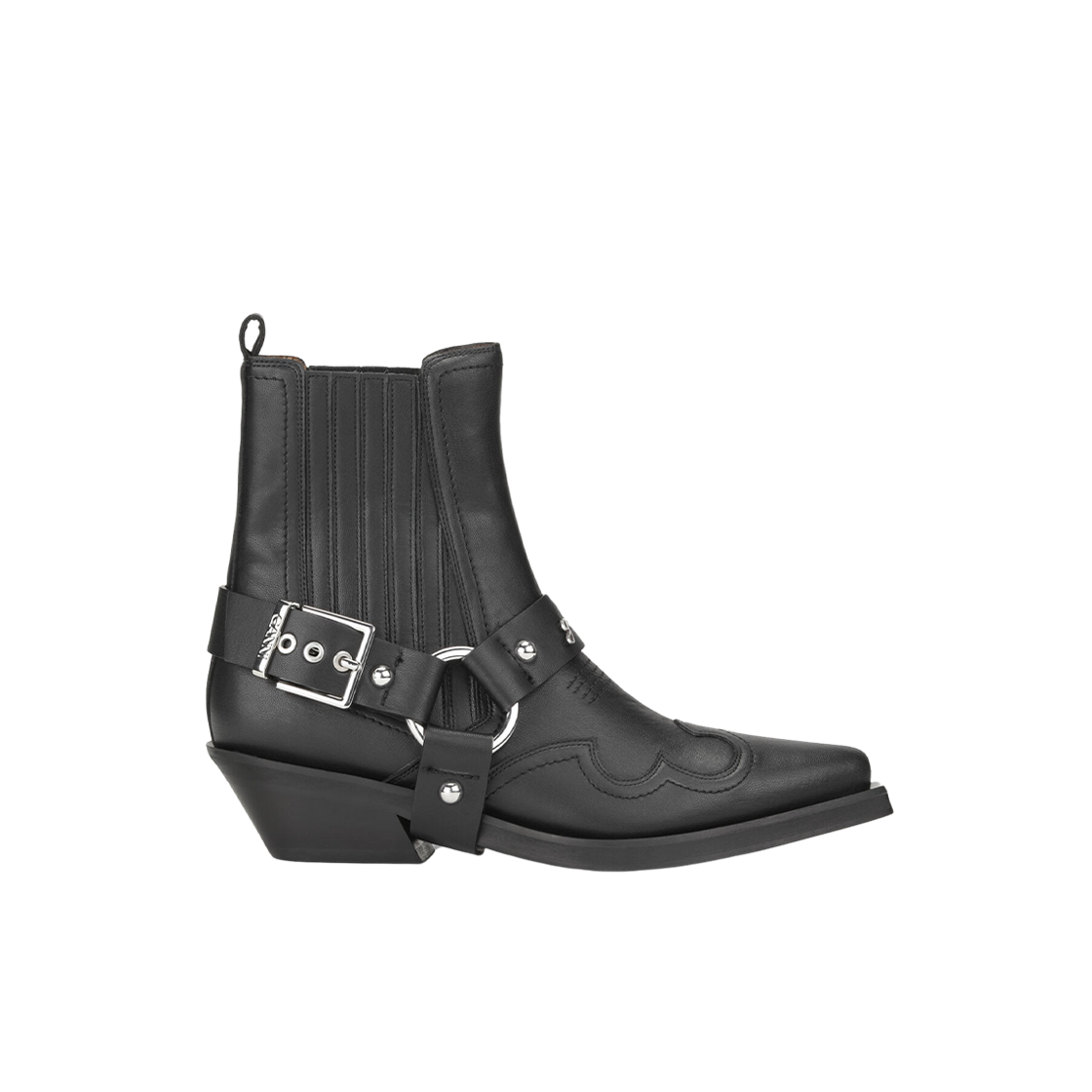 S2744-099 (W) Ganni Low Cut Western Chelsea Boots Black