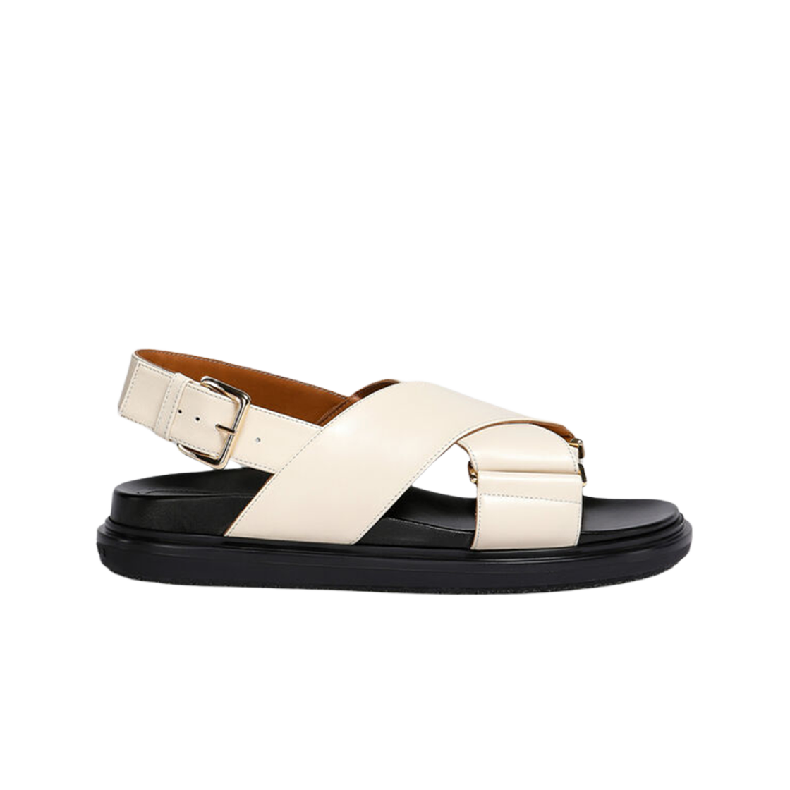 (W) 마르니 레더 퍼스벳 샌들 실크 화이트((W) Marni Leather Fussbett Sandal Silk White)