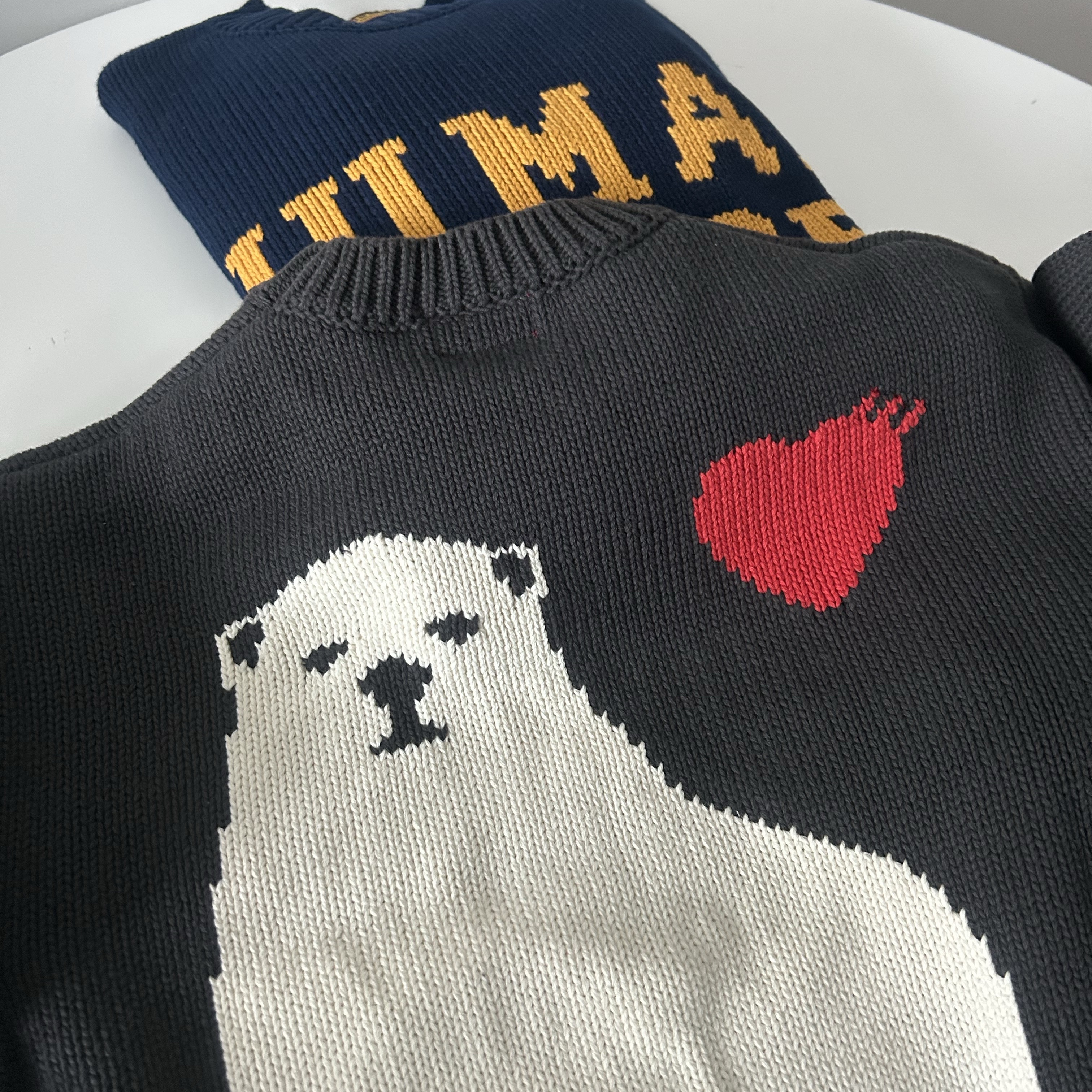 Human Made Low Gauge Knit Sweater Charcoal 착용 스타일 - 1
