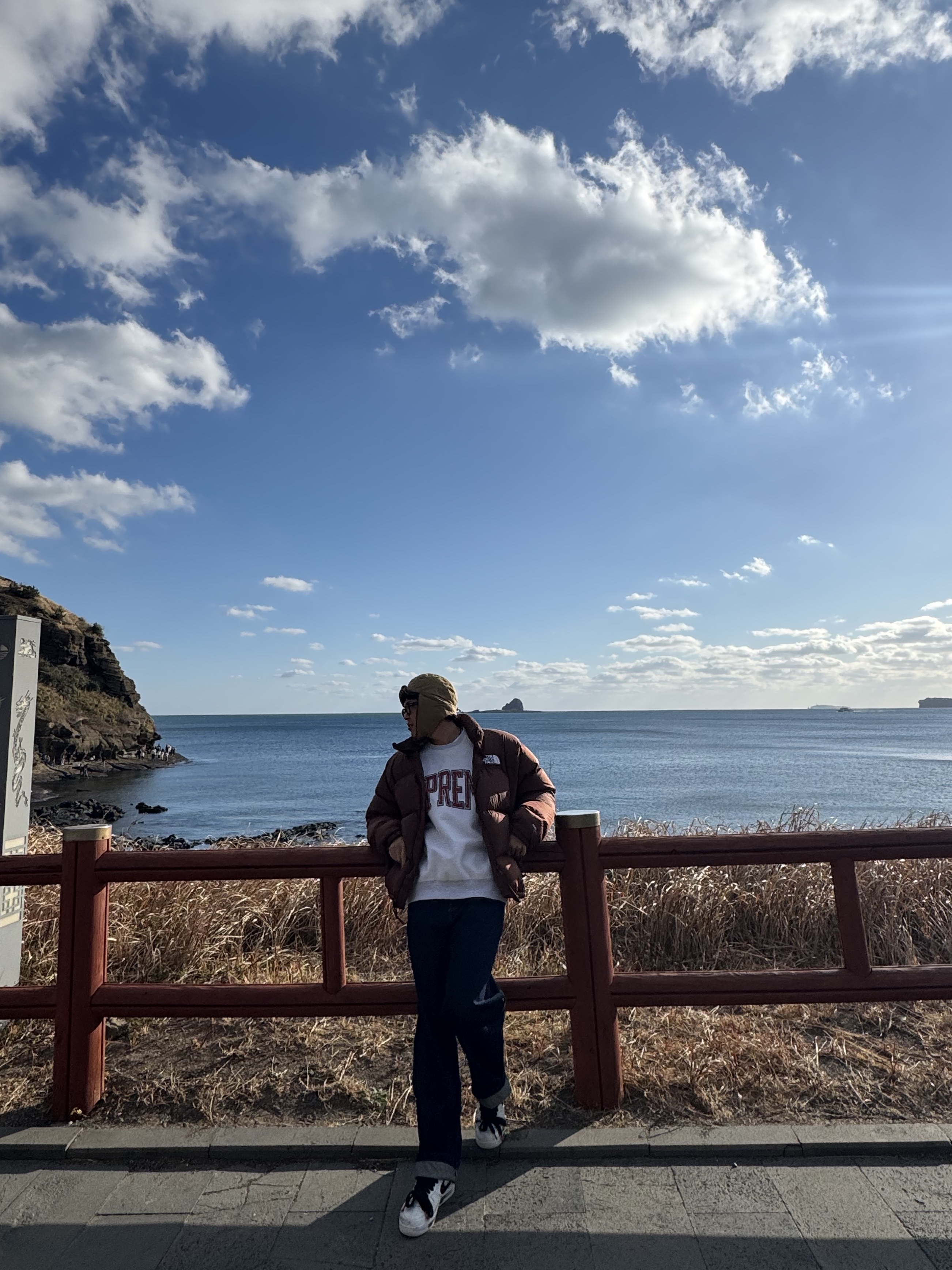 The North Face 1996 Retro Nuptse Jacket Dark Oak, Supreme Inside Out Crewneck Ash Grey - 23FW 착용 스타일 - 1