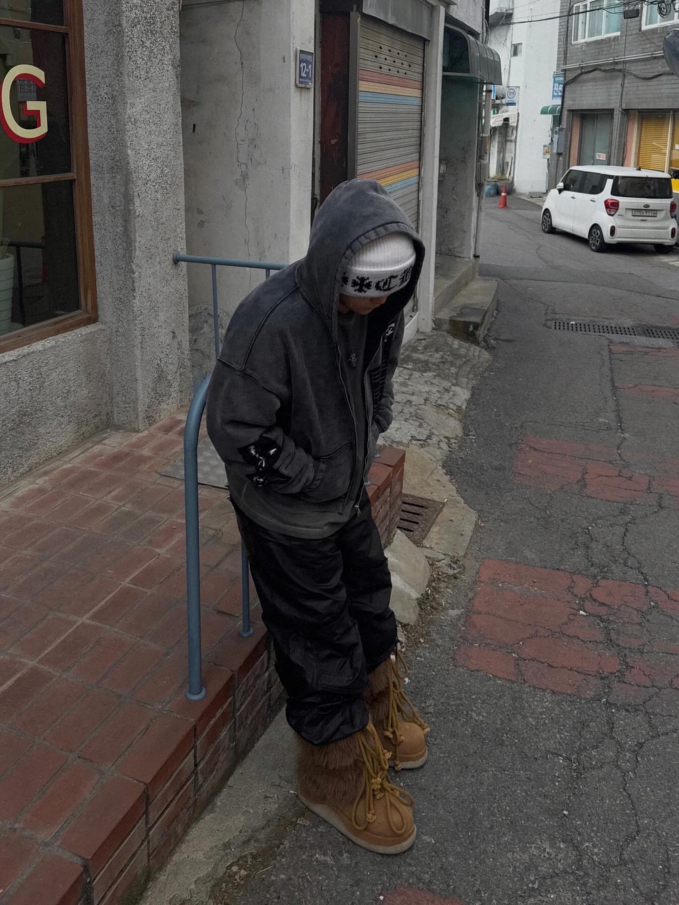 Chrome Hearts Big Daddy Cashmere Beanie White 착용 스타일