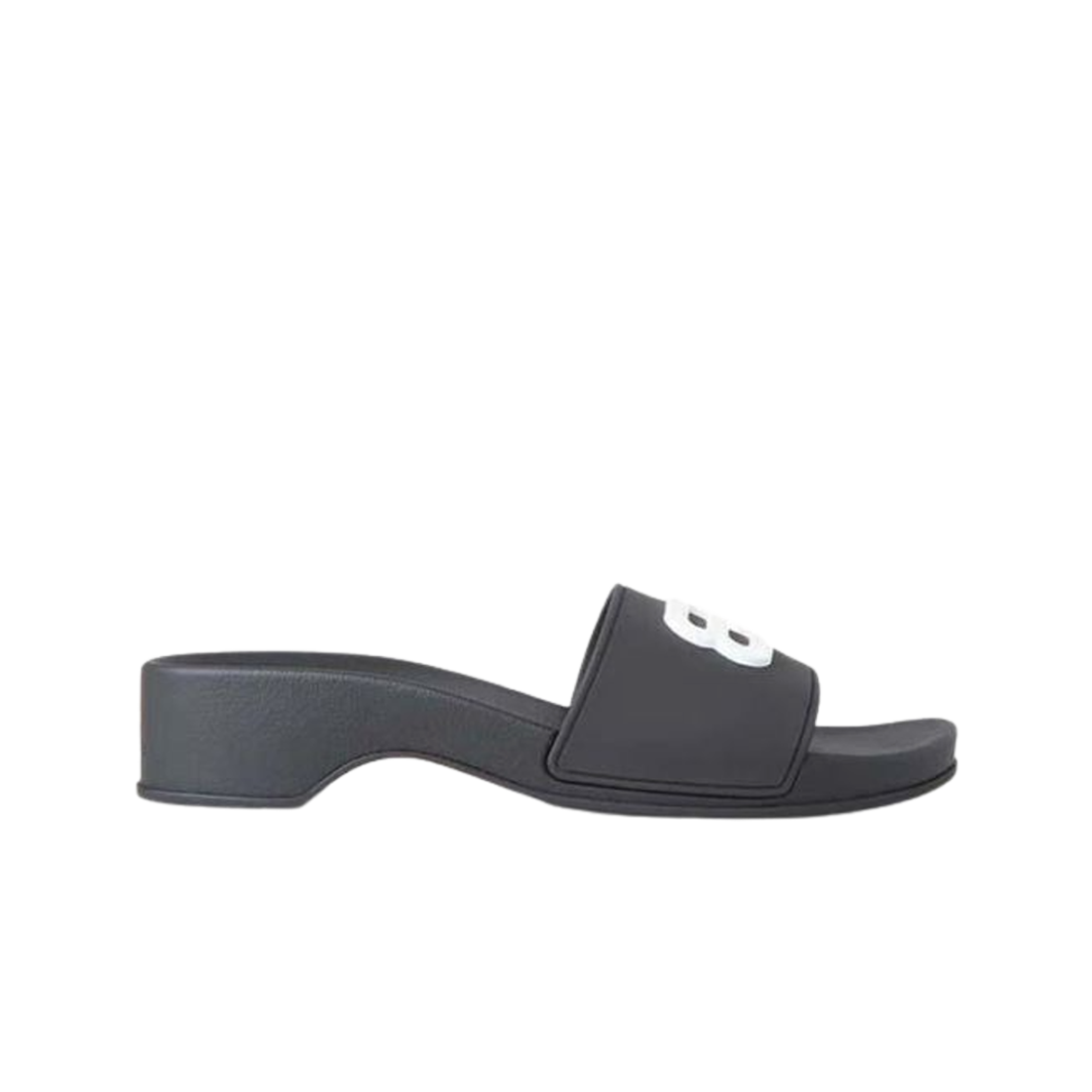 697607W1S9M1090 (W) Balenciaga Pool BB Embossed Rubber Slide Sandal Black