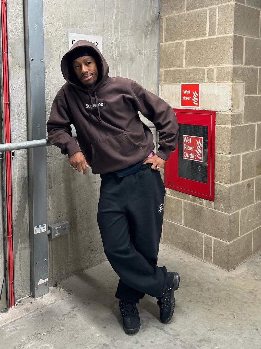 Supreme Box Logo Hooded Sweatshirt Stone - 24FW, Supreme Box Logo Hooded Sweatshirt Ash Grey - 23FW 착용 스타일 - 5