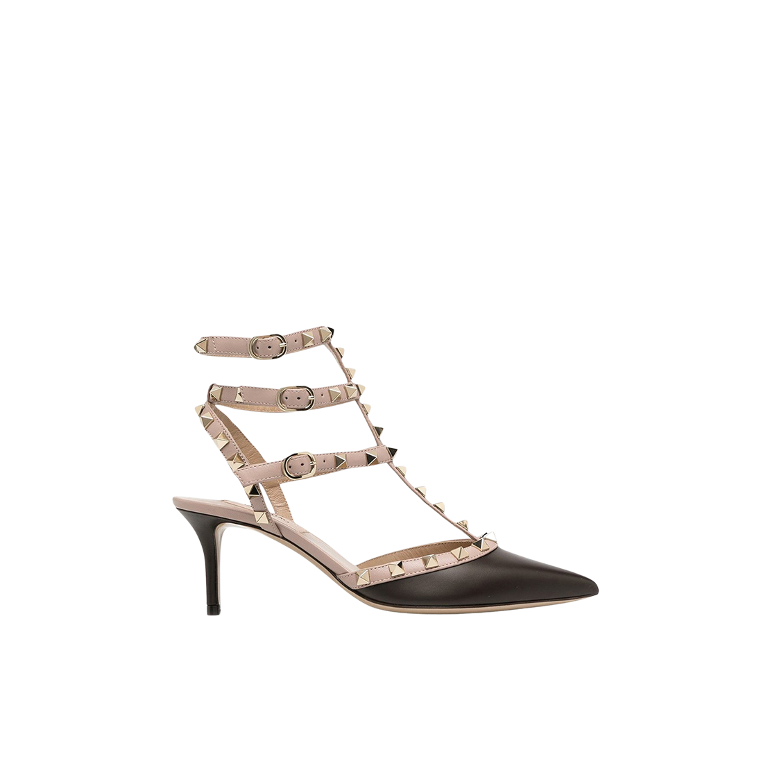 (W) 발렌티노 락스터드 카프스킨 슬링백 펌프스 블랙 뿌드르((W) Valentino Rockstud Calfskin Slingback Pumps Black Poudre) - 1