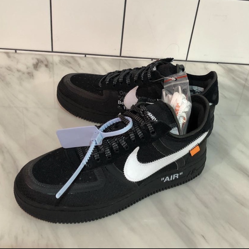 Nike x Off-White Air Force 1 Low Black White 착용 스타일