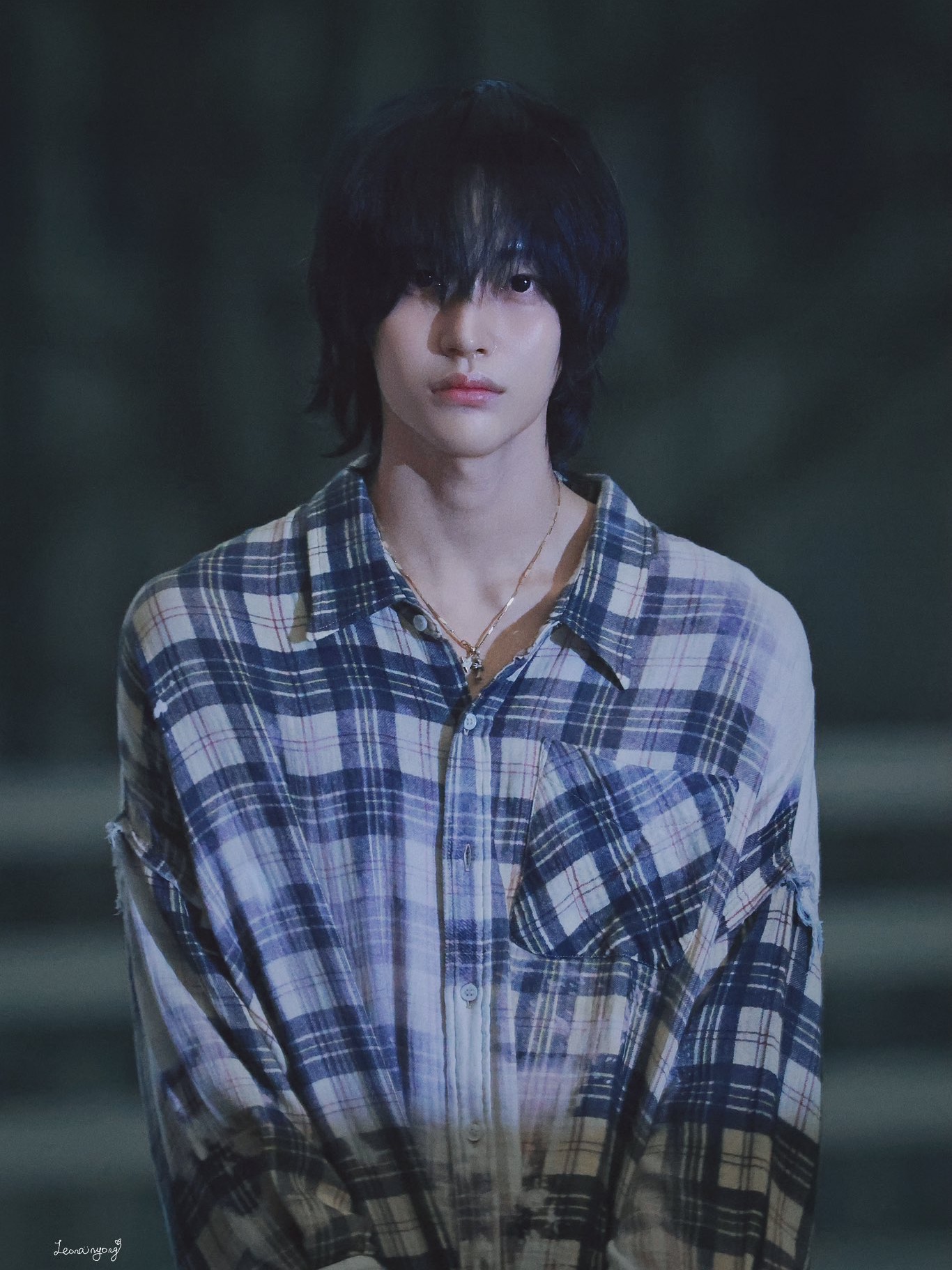 (W) R13 Shredded Seam Drop Neck Shirt Bleach Printed Plaid 착용 스타일 - 1