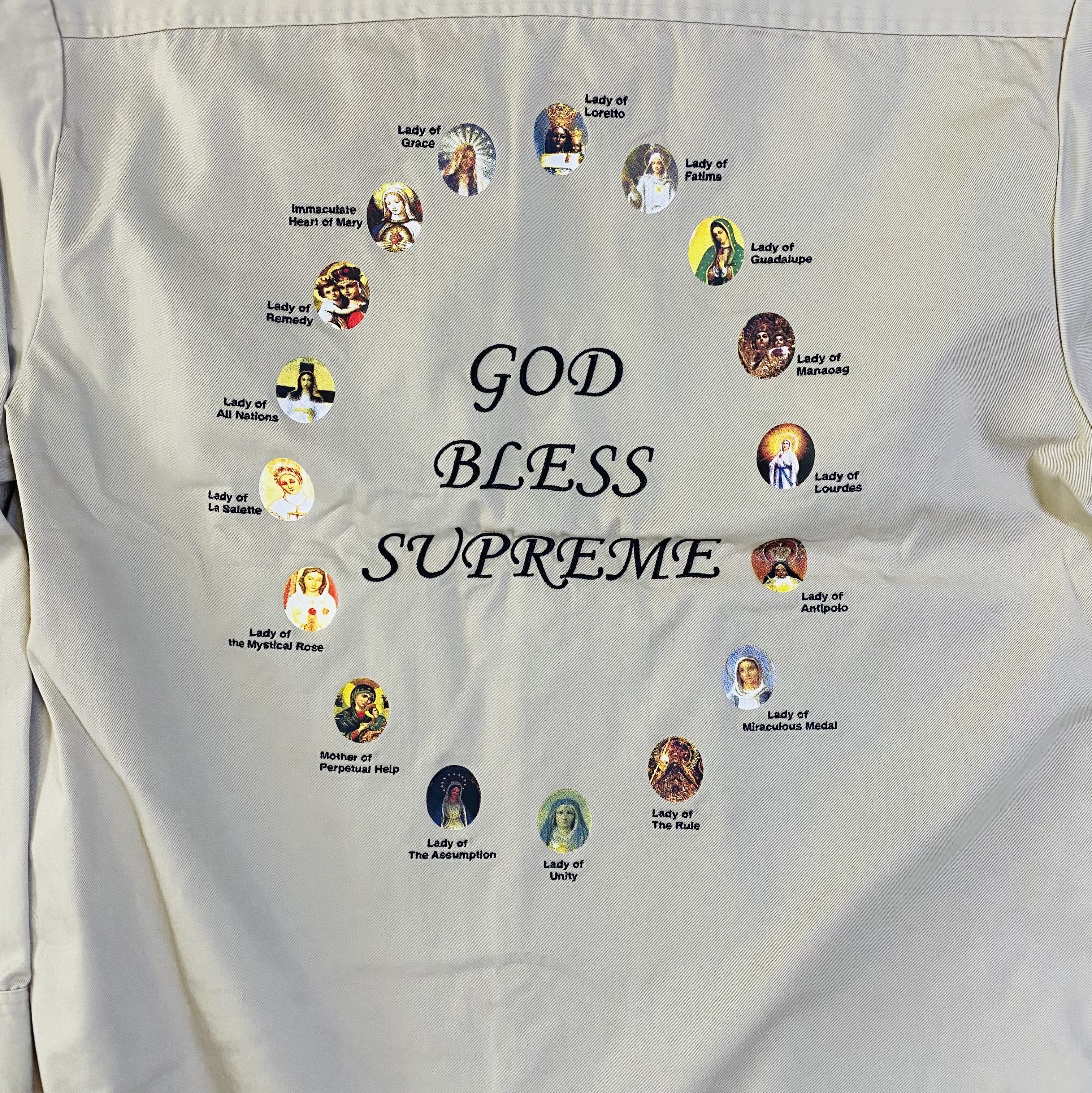 Supreme Our Lady Work Shirt Khaki - 24SS 착용 스타일