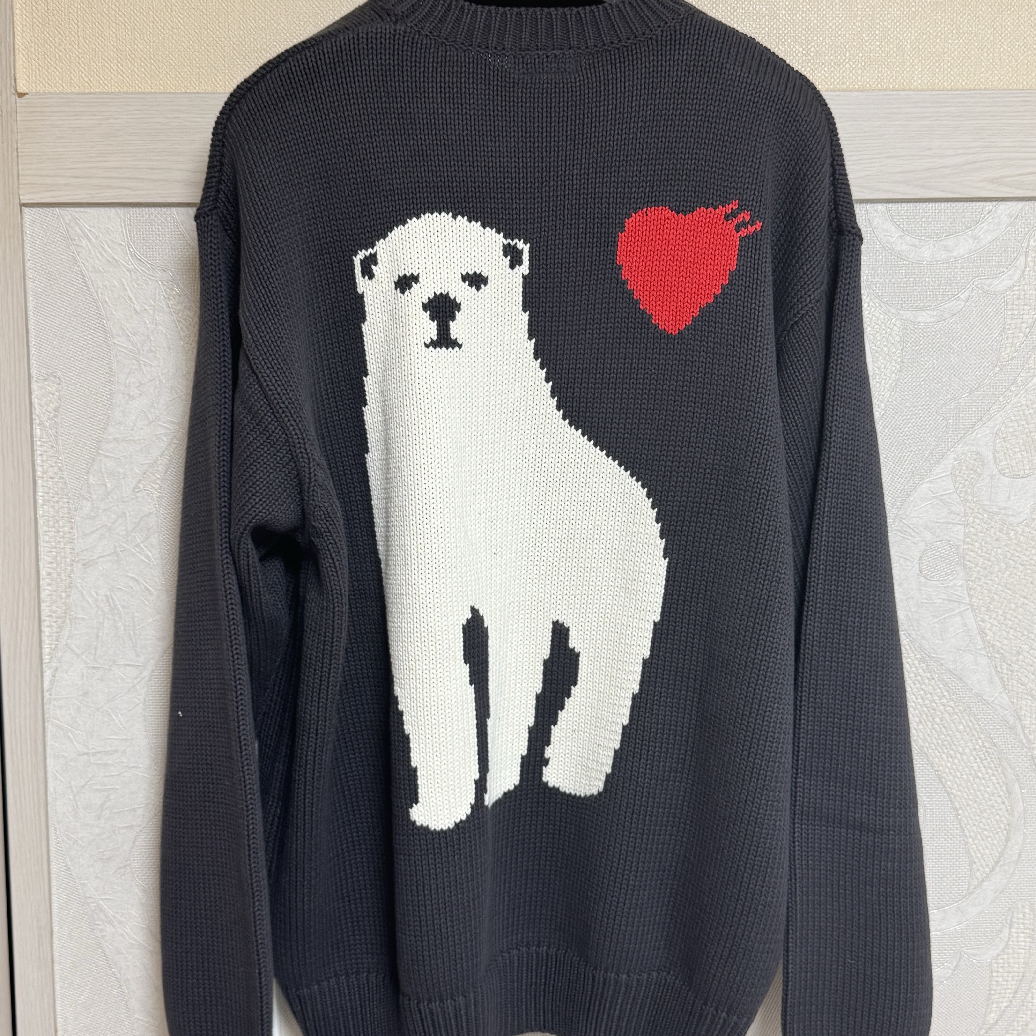Human Made Low Gauge Knit Sweater Charcoal 착용 스타일 - 2