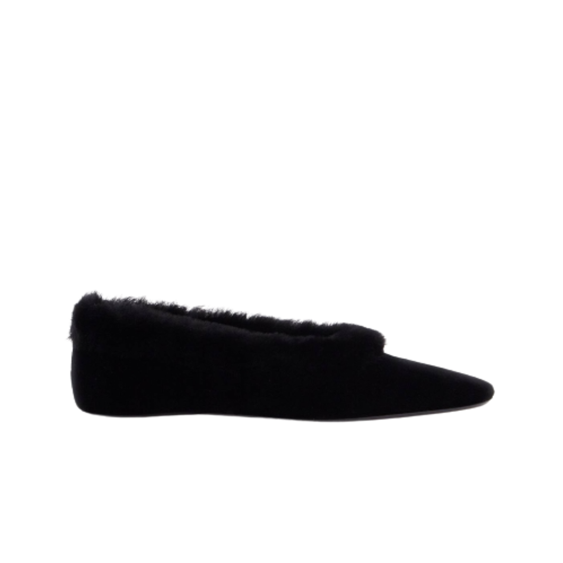 251-WAS0183-FB0361-001 (W) Toteme Velvet Ballerinas with Shearling Trim Black