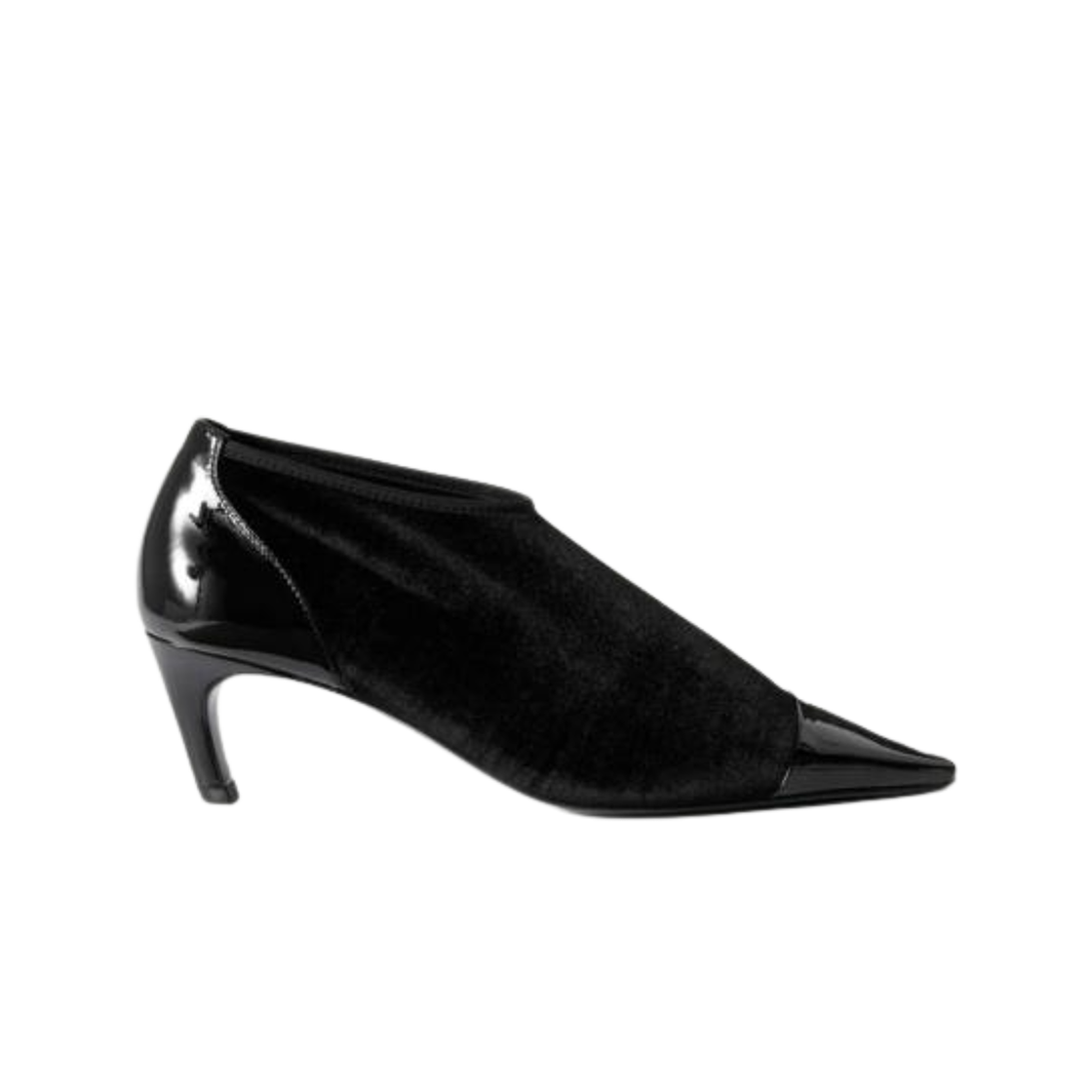 251-WAS0176-FB0355-001 (W) Toteme Recycled Patent Leather Medium Heel Pointed Toe Pumps Black