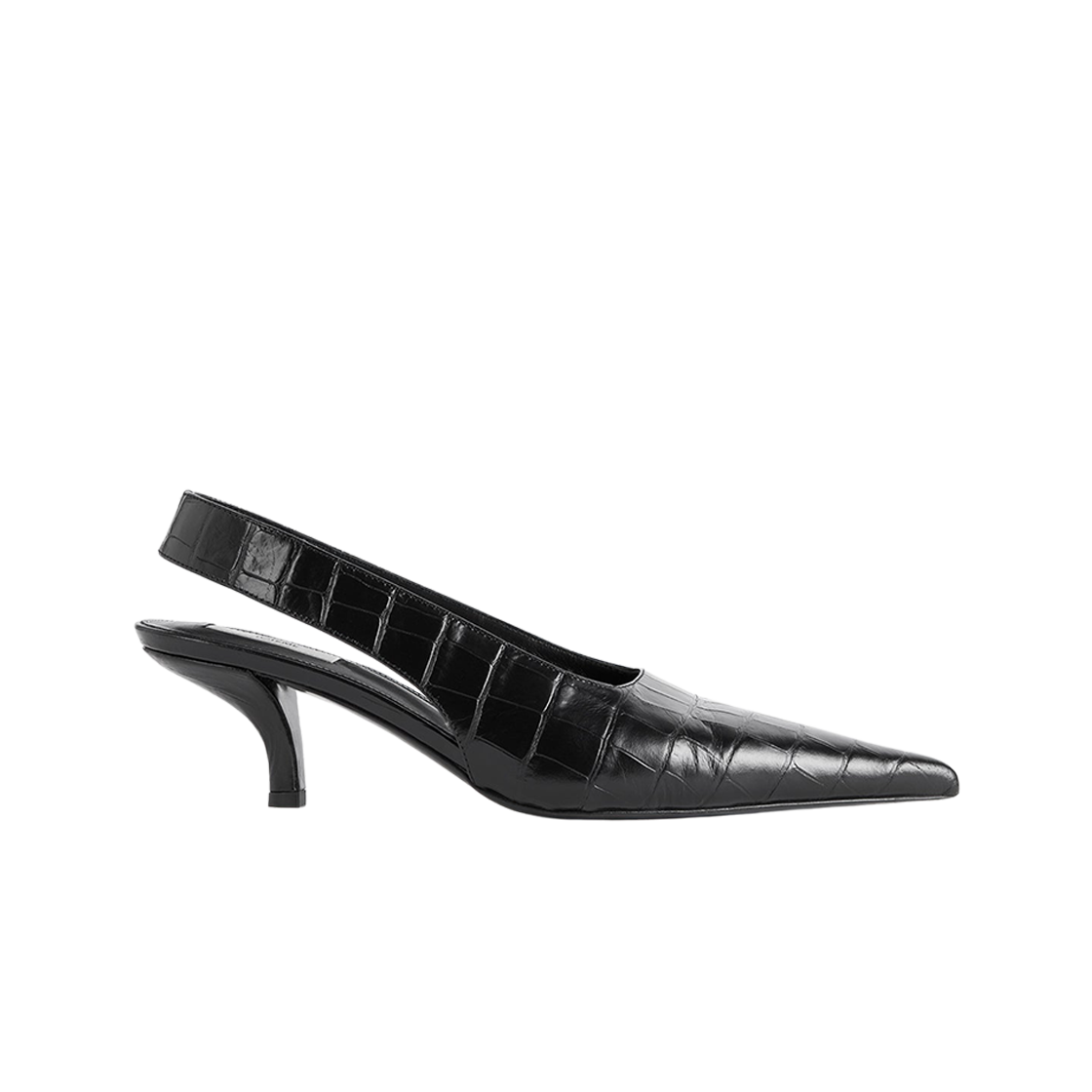 251-WAS0205-LE0076-001 (W) Toteme Classic Croco Embossed Slingbacks Black