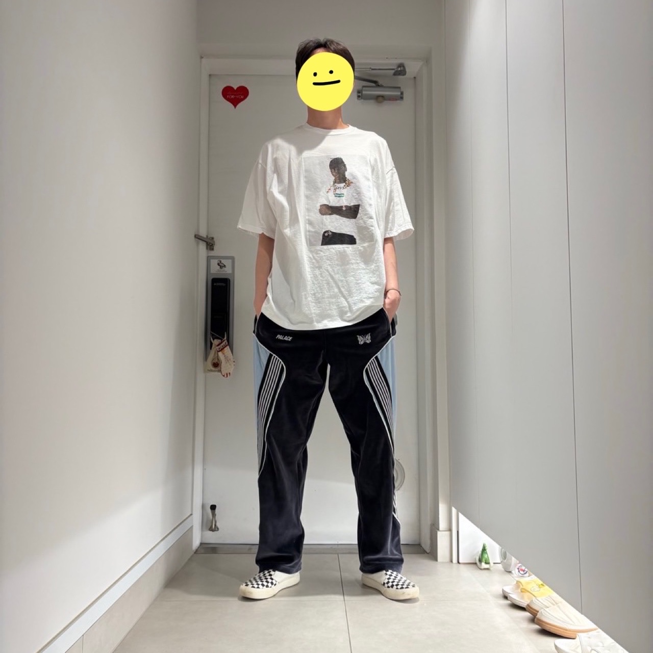 Palace x Needles Track Jogger Black - 24FW, Supreme Tyler The Creator T-Shirt White - 24FW 착용 스타일
