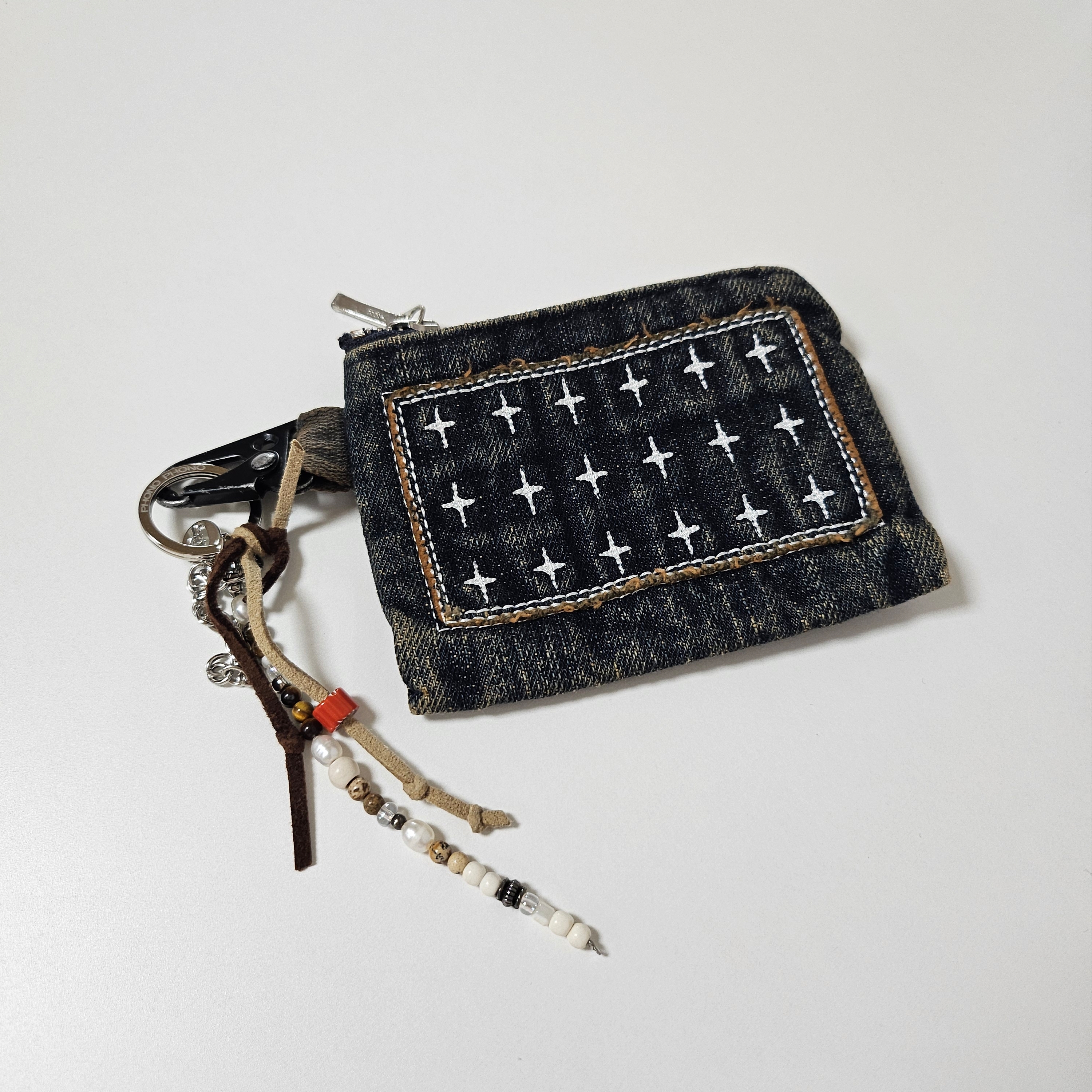 [KREAM 단독] Karactor Patchwork Denim Card Wallet Vintage Blue 착용 스타일