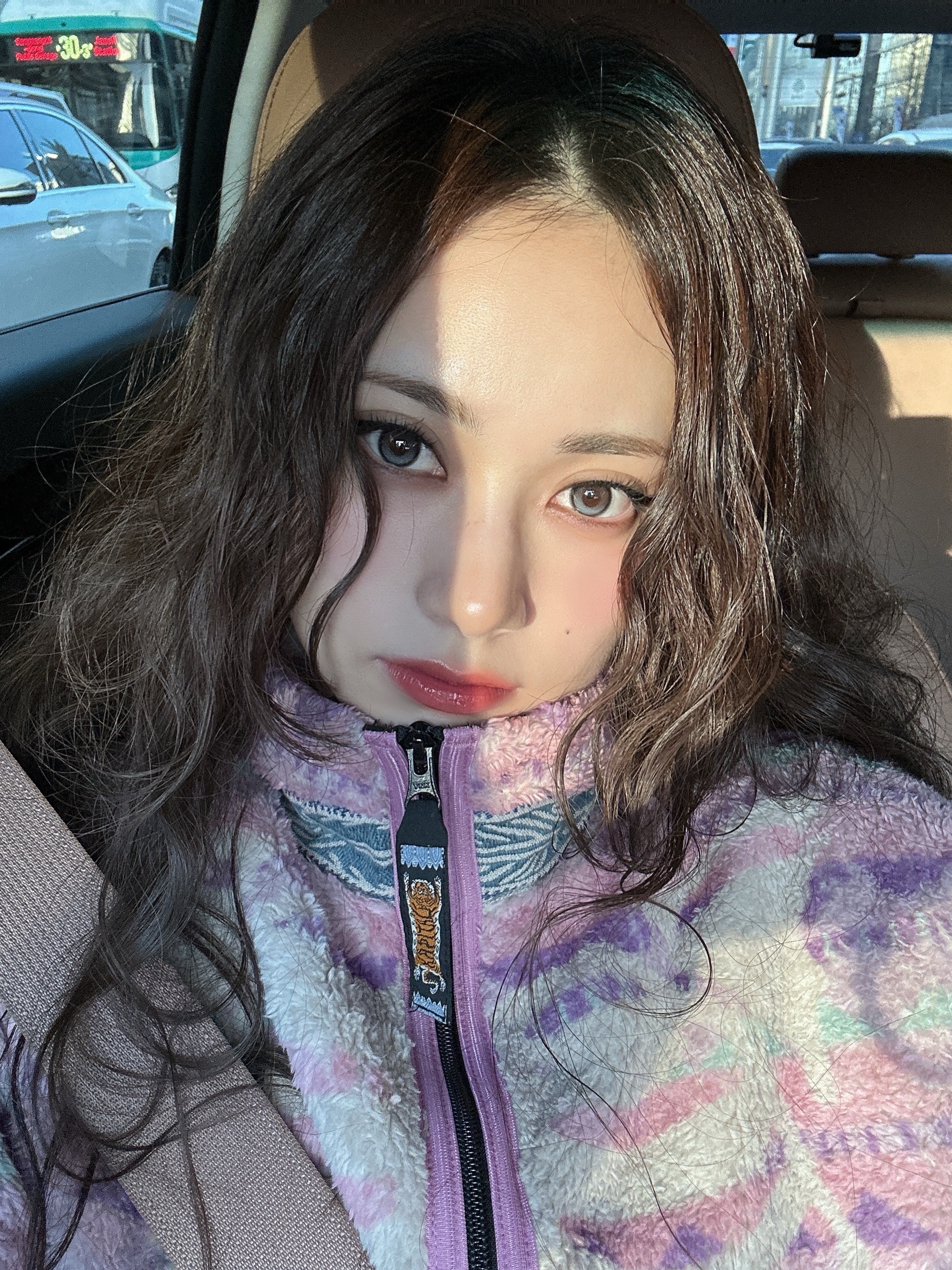 Kapital Ashland Stripe & Bone Fleece Zip Blouson Pink 착용 스타일