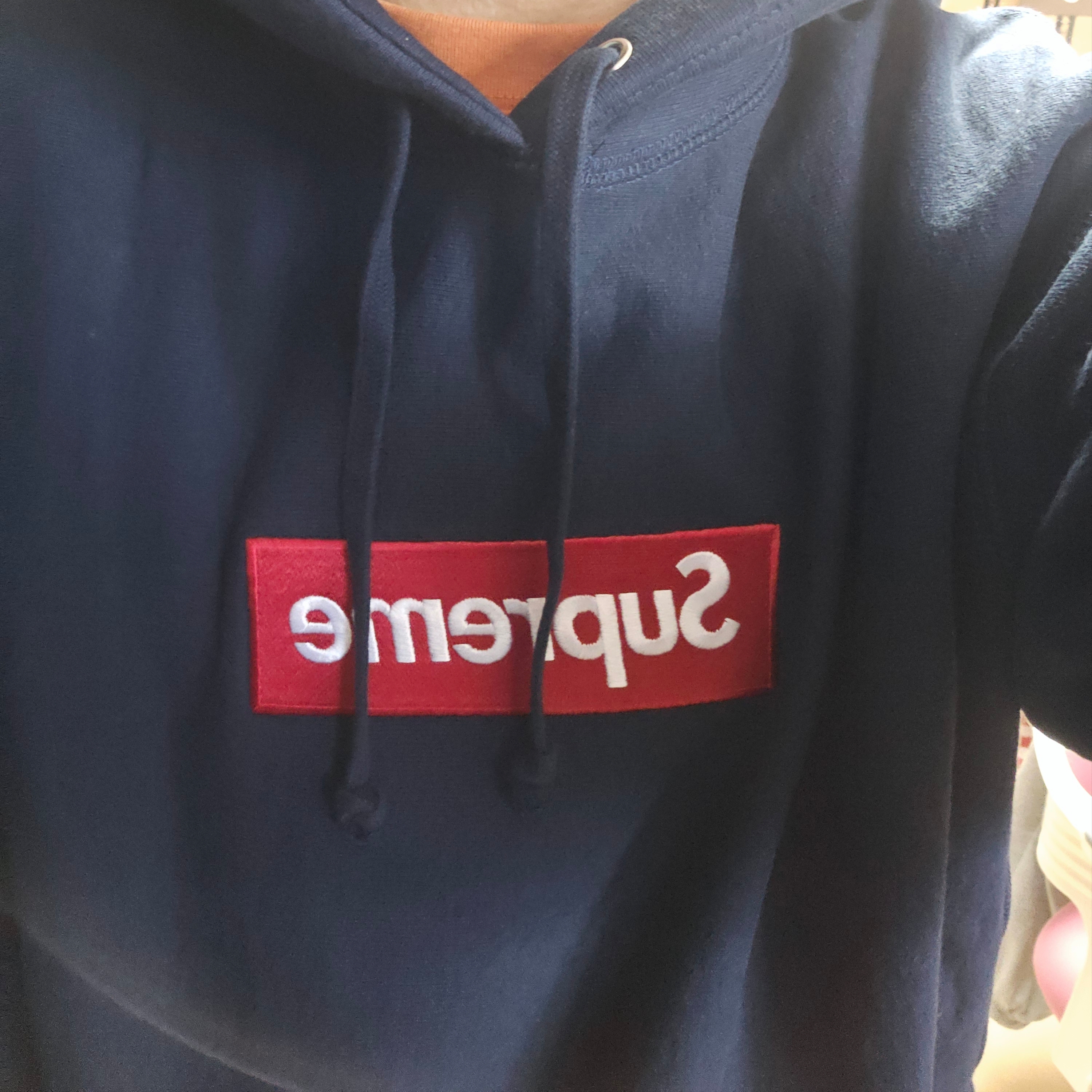 Supreme Box Logo Hooded Sweatshirt Navy - 24FW 착용 스타일