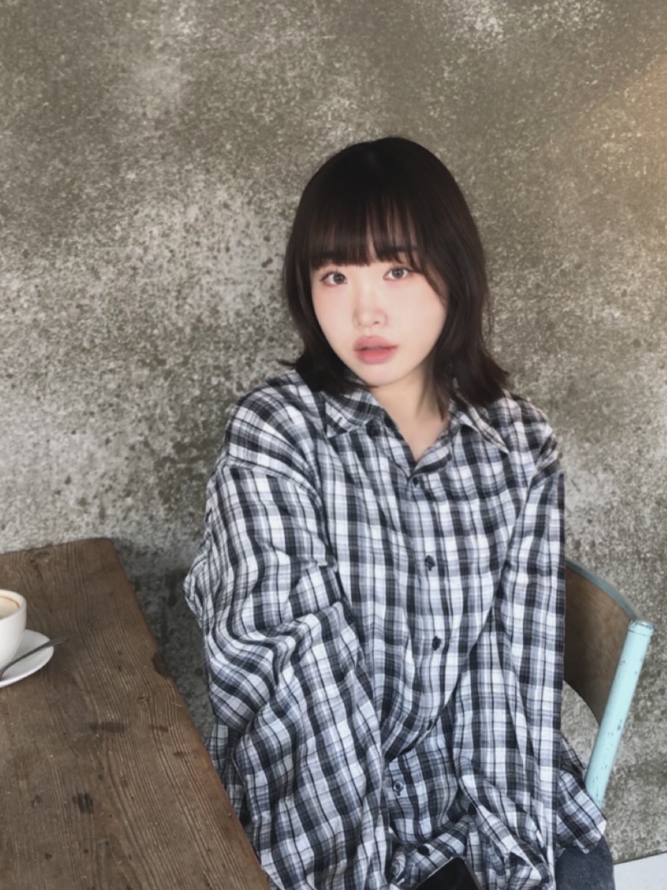 Undermycar Mu.36 Anti Fxxking Logo Play Basic Long Sleeve Check Shirts Blue Black 착용 스타일