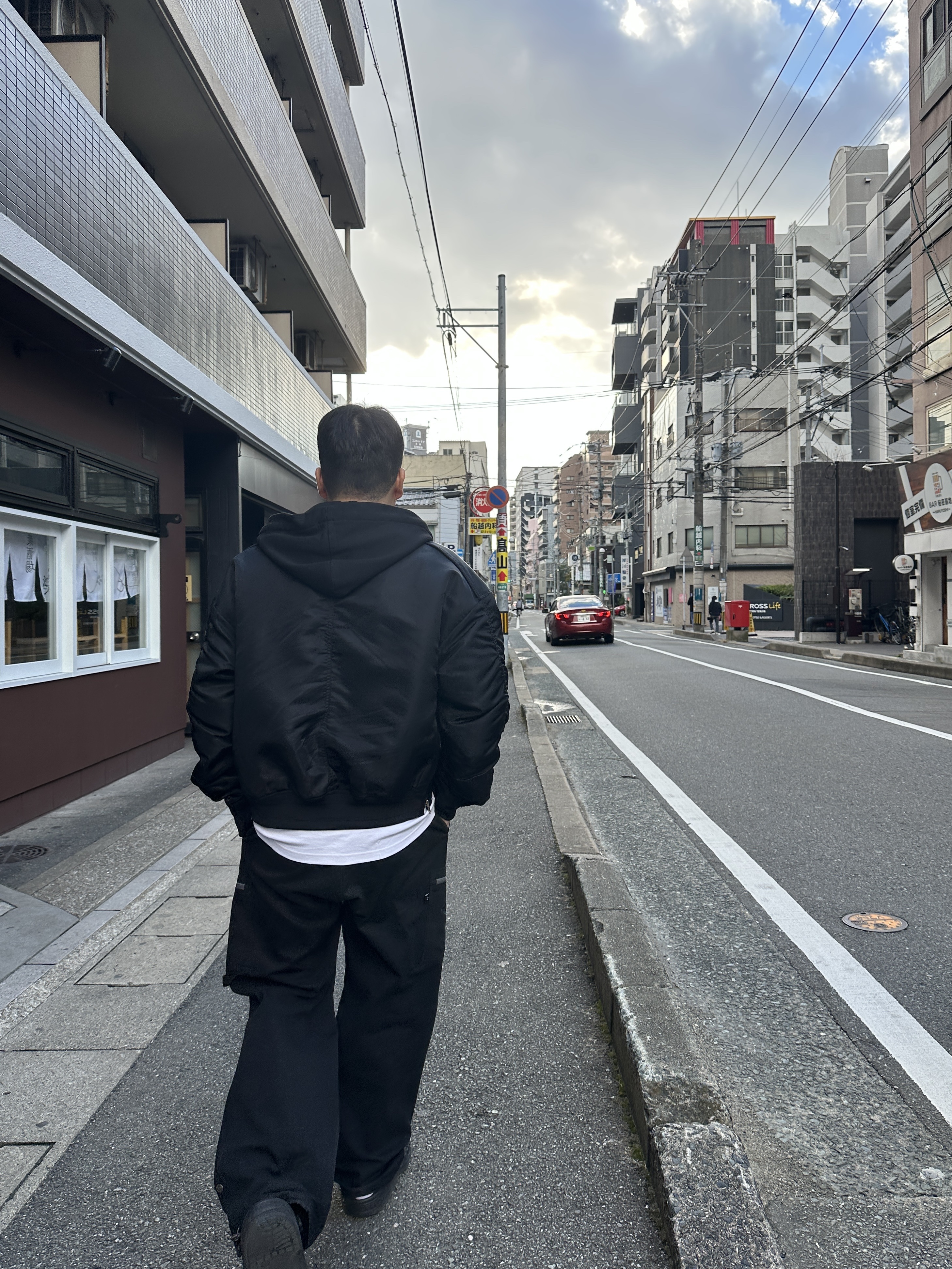 Juun.J Nylon Jersey Hooded Detachable MA-1 Jumper Black - 24FW, (W) Mischief Drawstring Pants Black 착용 스타일