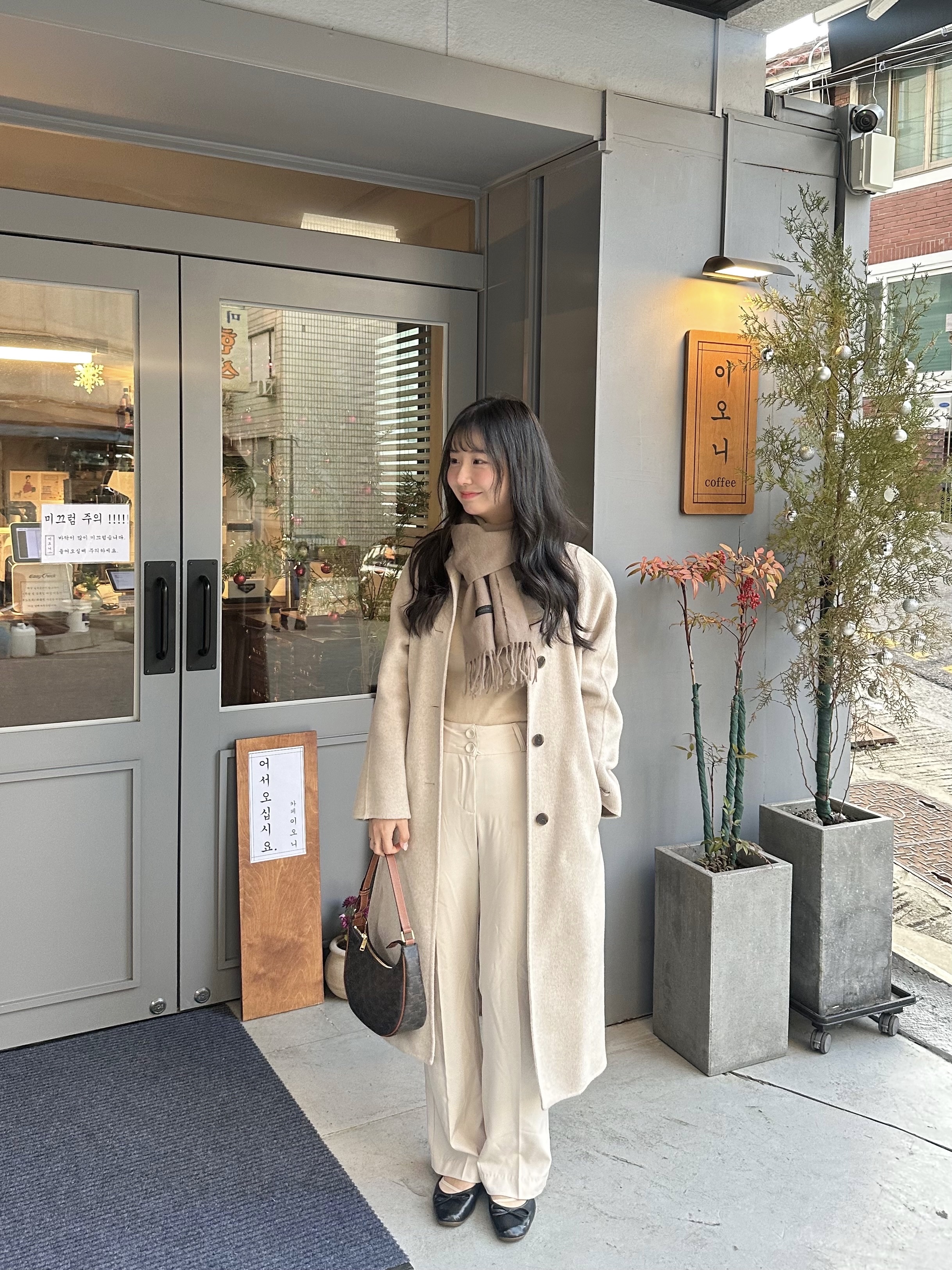 Celine Ava Bag in Triomphe Canvas and Calfskin Tan 착용 스타일 - 3