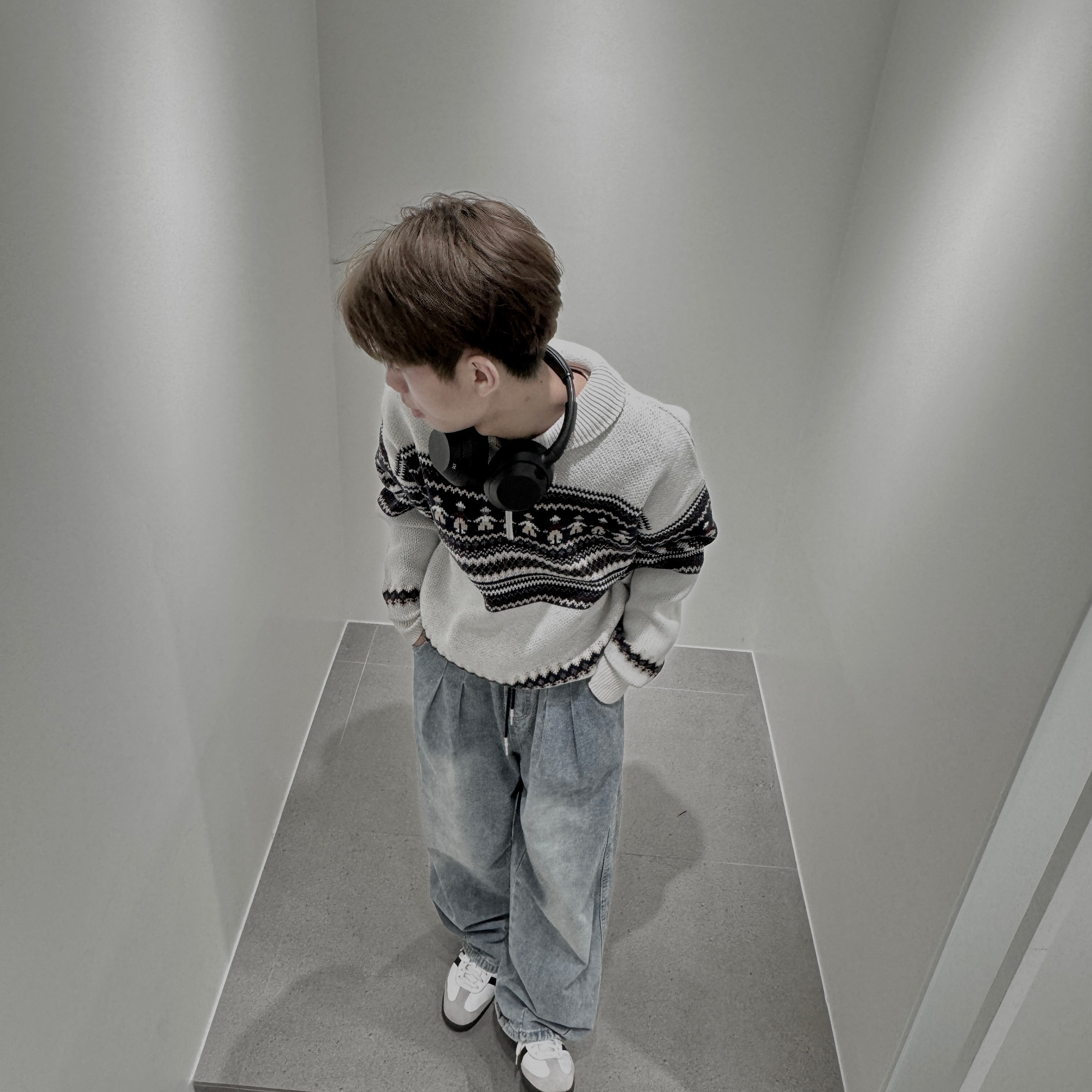 Adidas Samba OG Cloud White, Sony ULT WEAR Black (Sony Korea Ver.) 착용 스타일 - 1