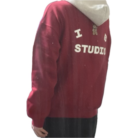 IAB Studio 24 Christmas Hoodie Burgundy Oatmeal 착용 스타일