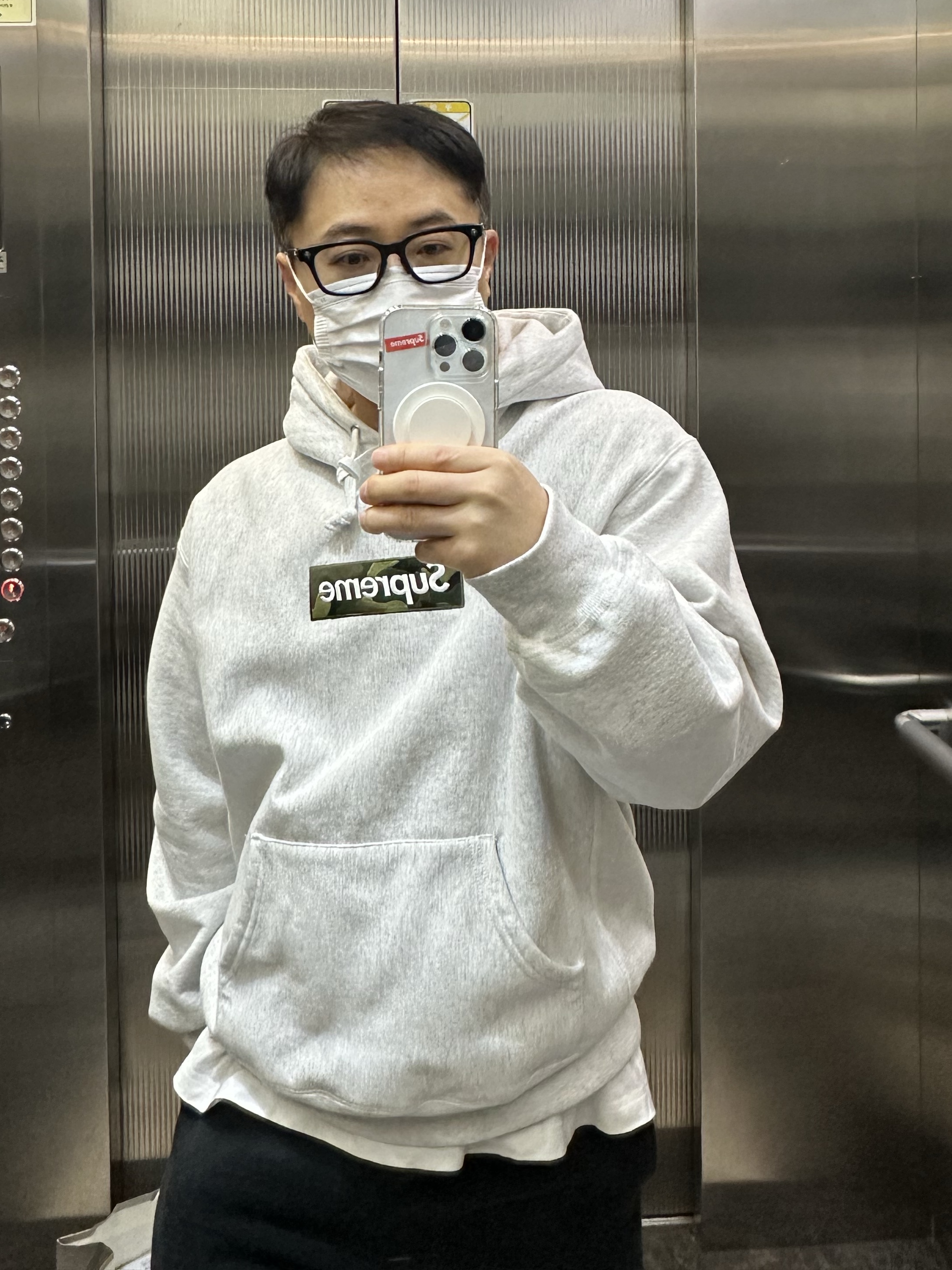 Supreme Box Logo Hooded Sweatshirt Ash Grey - 23FW 착용 스타일