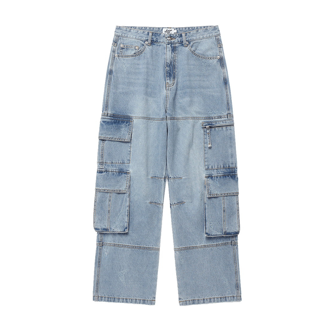 카비시 워시드 데님 카고 팬츠 블루(CAVISH Washed Denim Cargo Pants Blue)